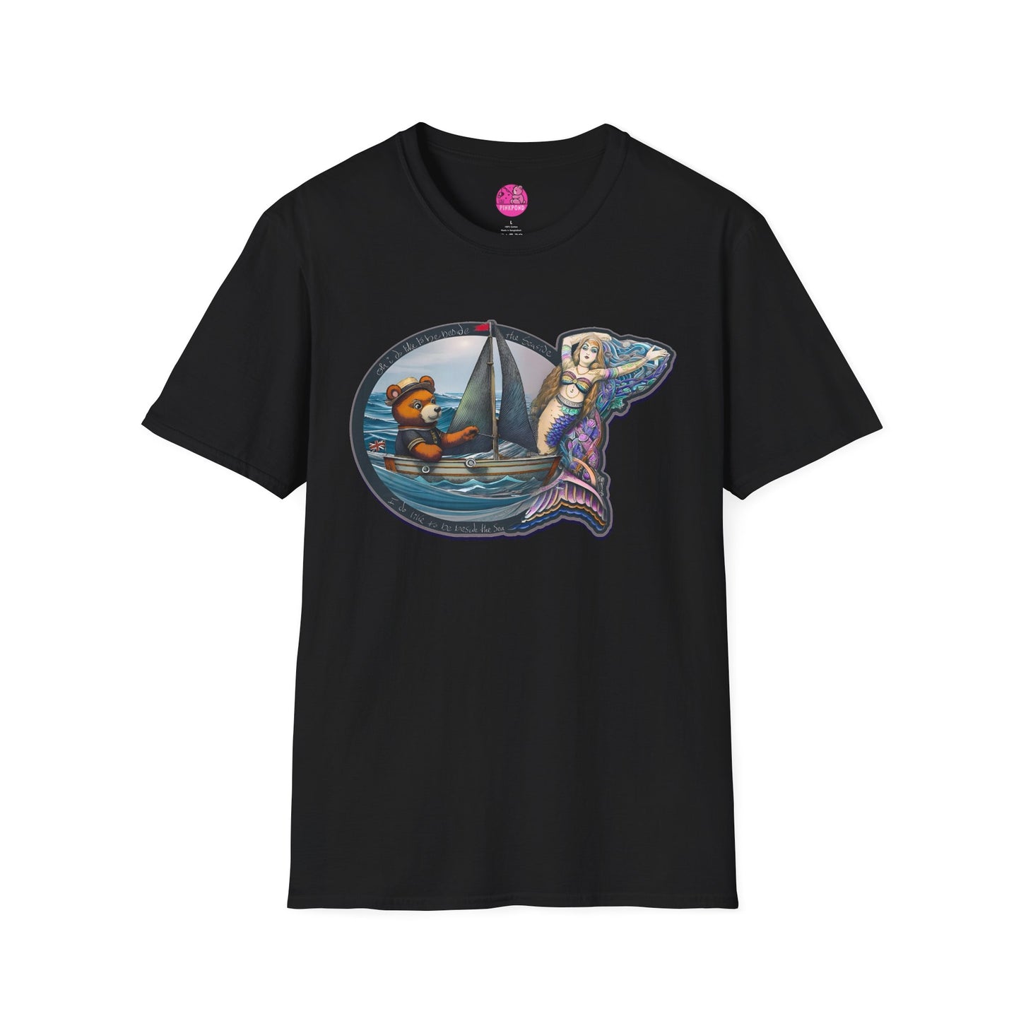Nautical Tee - Beside the Sea Teddy Bear and Mermaid