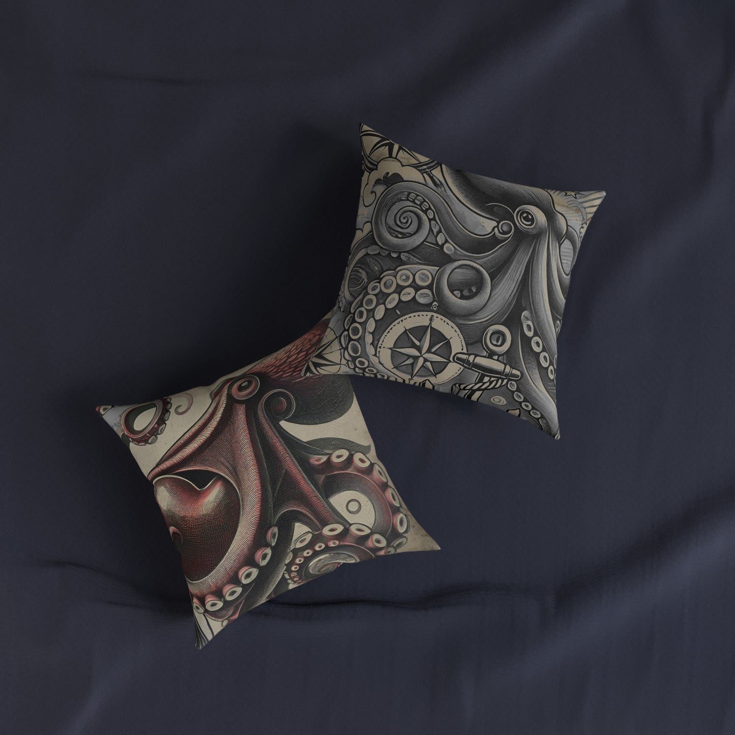 Square Pillow Kraken Reversible Cushion - PinkPond Home