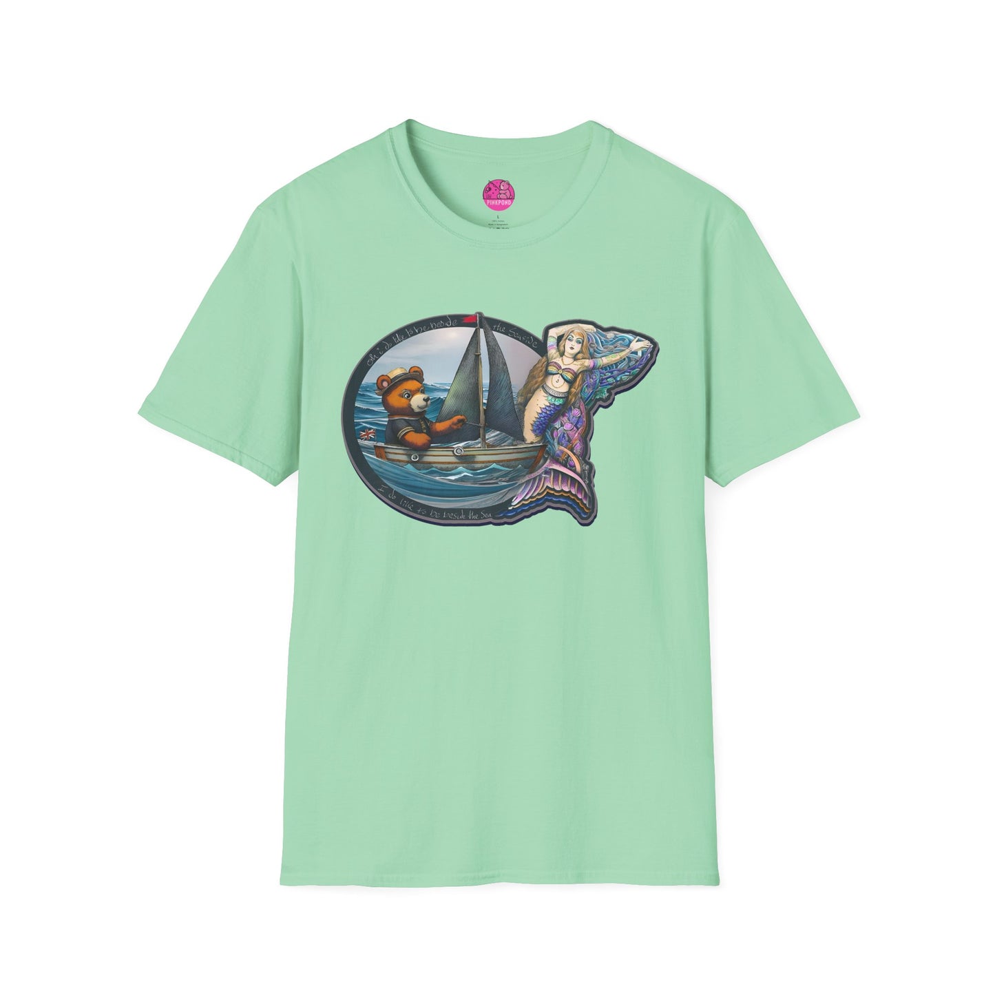 Nautical Tee - Beside the Sea Teddy Bear and Mermaid