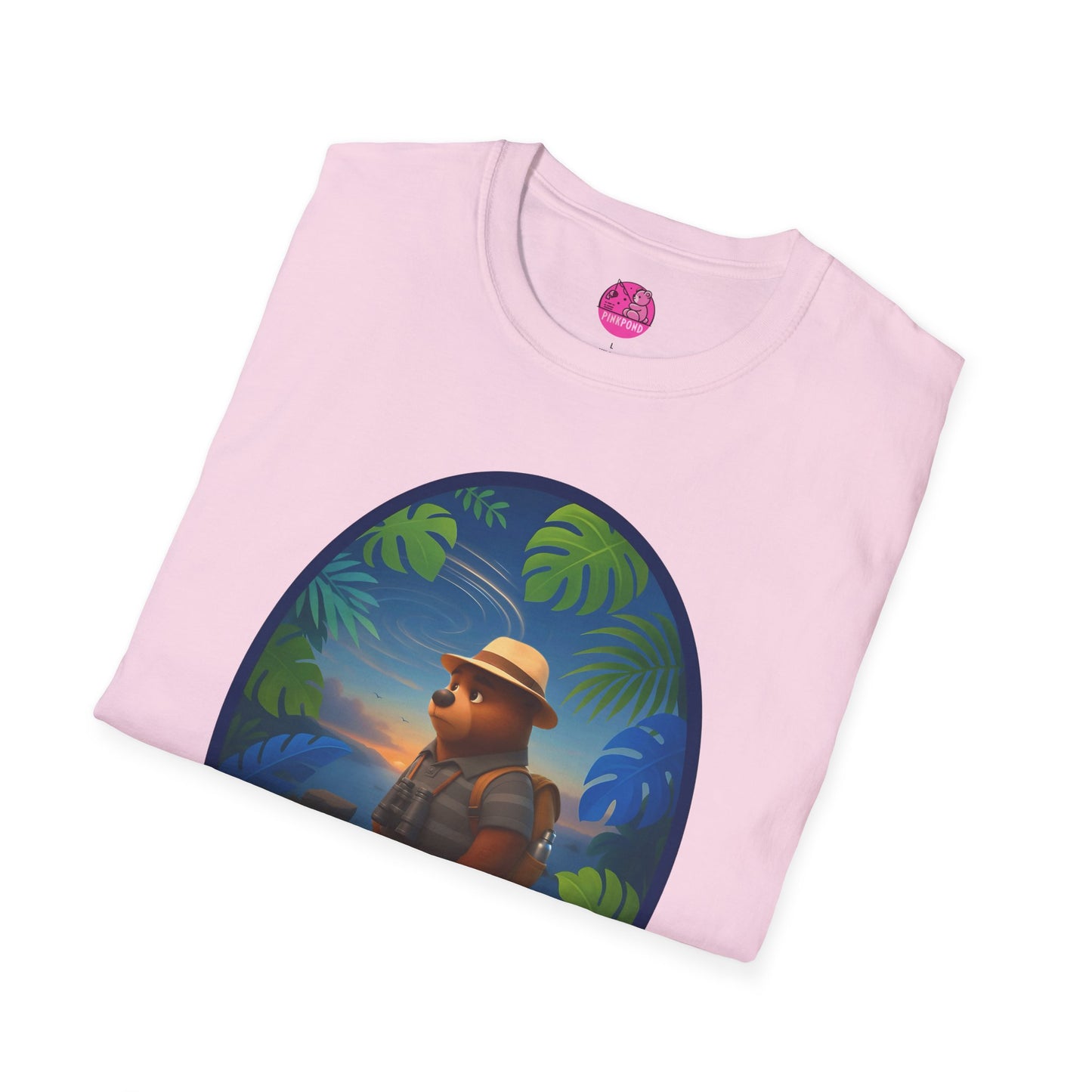Adventure Bear T-Shirt - Explorer PinkPond Series Tee for Nature Lovers and Travel Dreamers