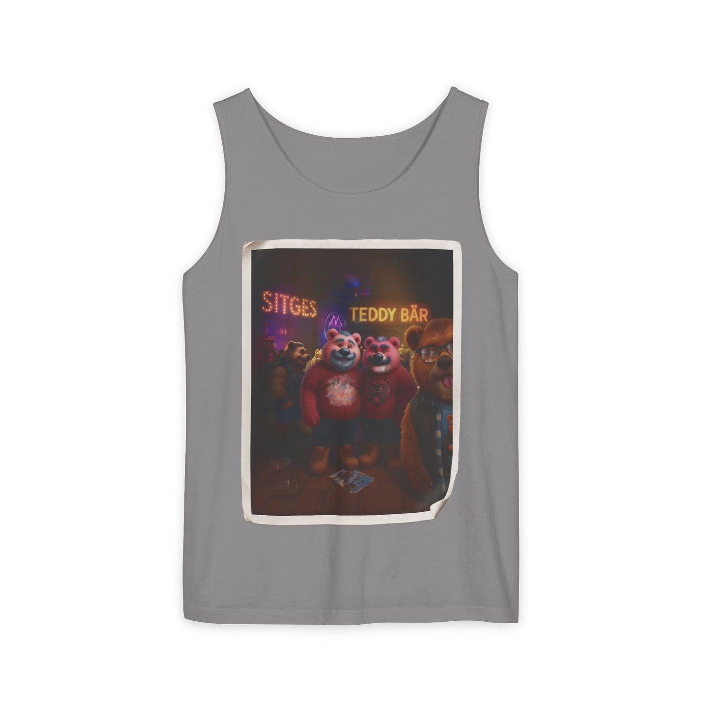 Tank Top - The Photo Bomber Bear Tee by Andrew McCarter for PinkPond, Unisex Pride Pool Party Shirt