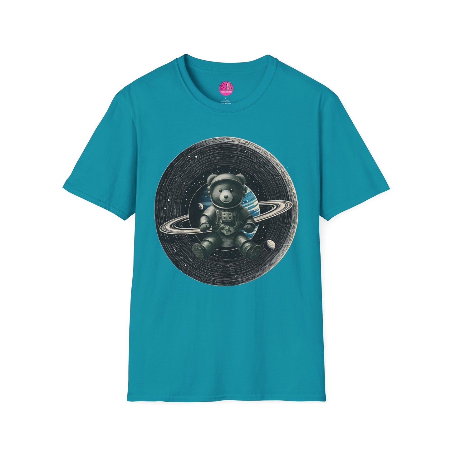 Cosmic Explorer Teddy T-Shirt - Spacefaring Bear Graphic Tee for Space Lovers and Adventurers