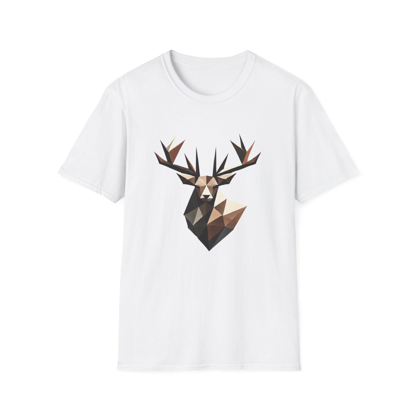 Abstract Geometric Deer Unisex Softstyle T-Shirt - Modern Nature Design