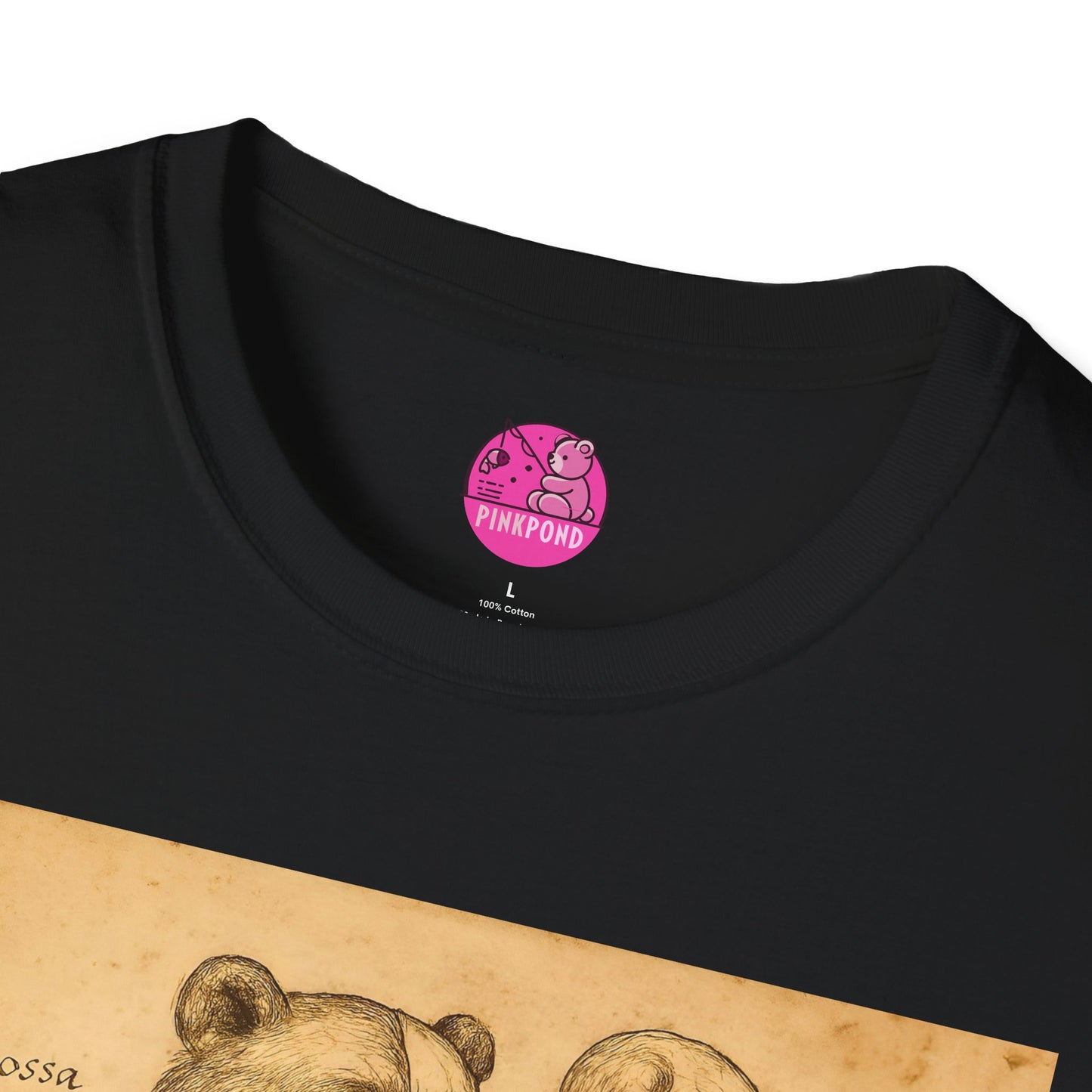 Da Vinci Bear Anatomy T-Shirt with Vintage Parchment Print Effect