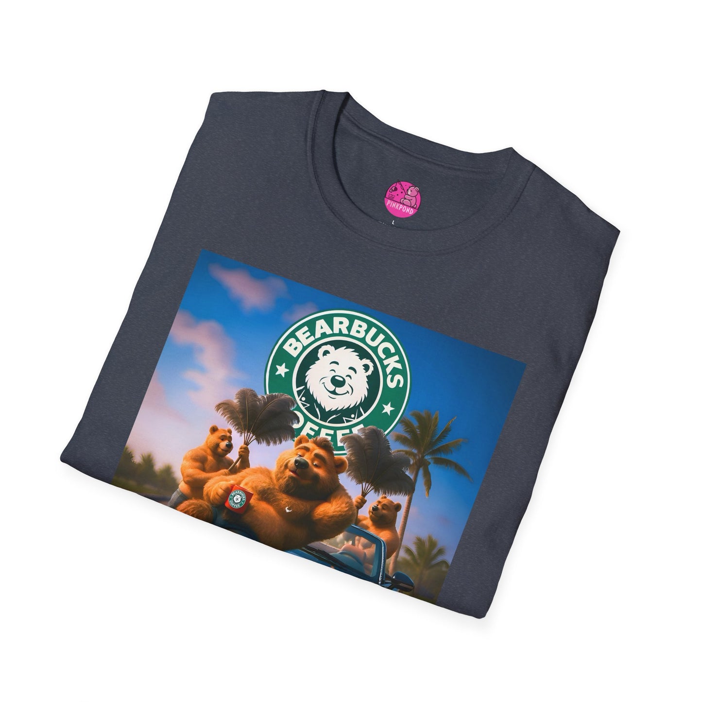 Bearbucks “Enjoy It Everywhere” Tee — Coffee-Loving Bear Convertible Graphic T-Shirt
