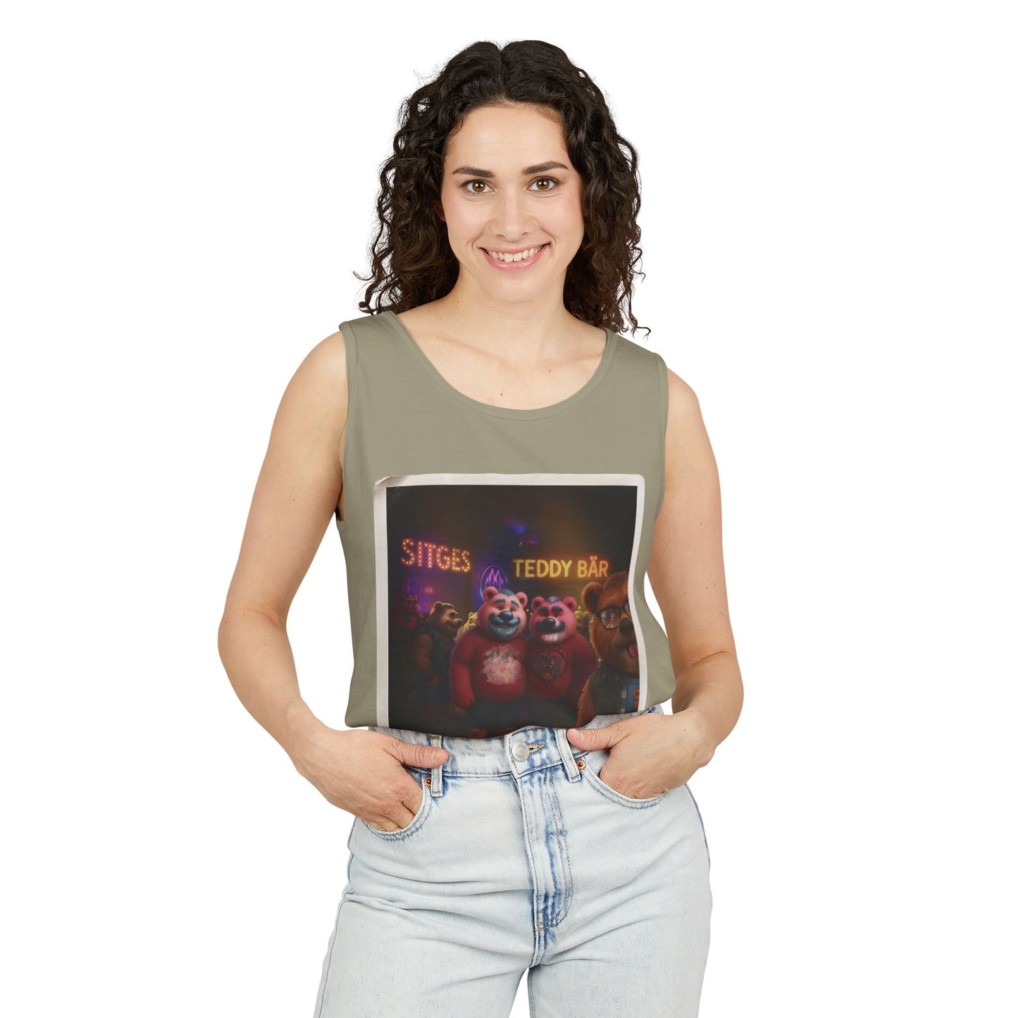 Tank Top - The Photo Bomber Bear Tee by Andrew McCarter for PinkPond, Unisex Pride Pool Party Shirt