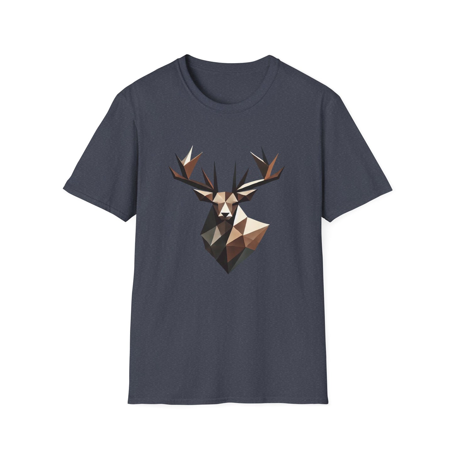 Abstract Geometric Deer Unisex Softstyle T-Shirt - Modern Nature Design