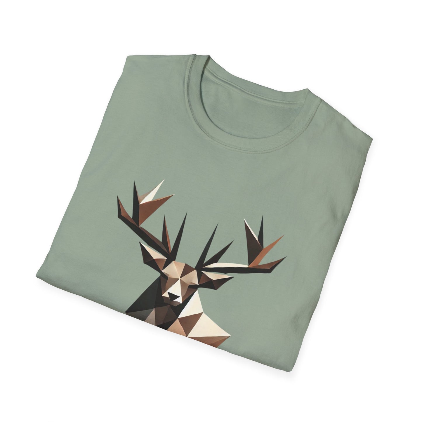 Abstract Geometric Deer Unisex Softstyle T-Shirt - Modern Nature Design