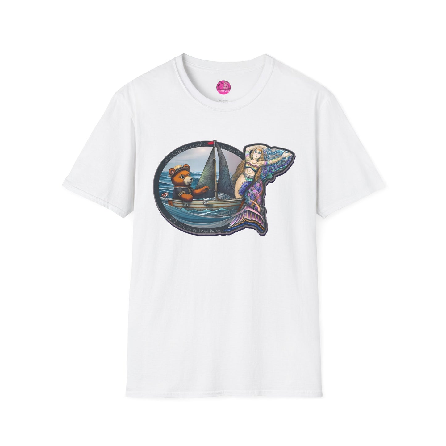 Nautical Tee - Beside the Sea Teddy Bear and Mermaid