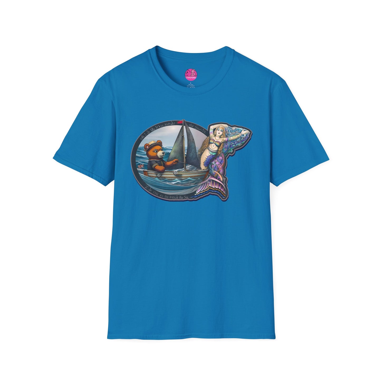 Nautical Tee - Beside the Sea Teddy Bear and Mermaid