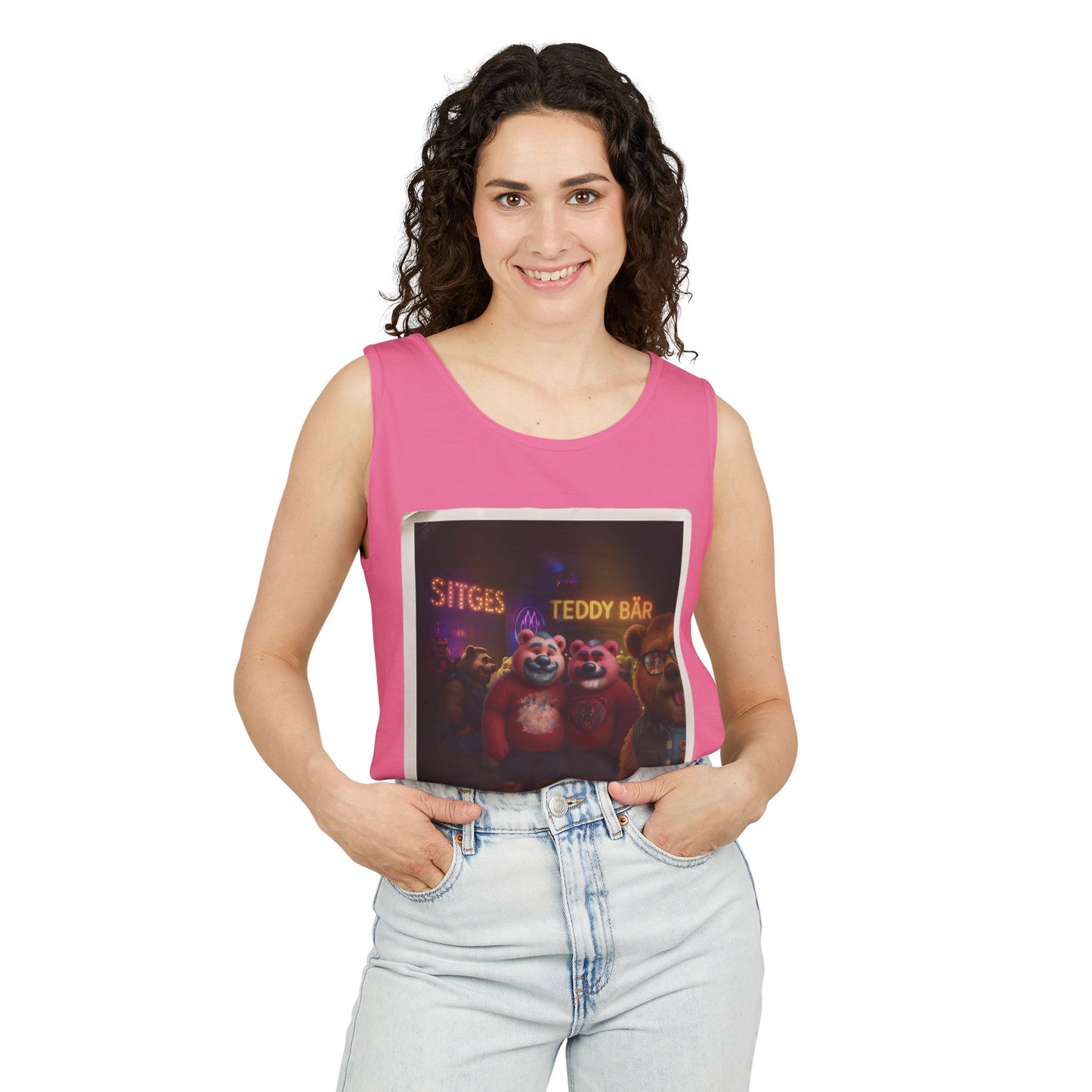 Tank Top - The Photo Bomber Bear Tee by Andrew McCarter for PinkPond, Unisex Pride Pool Party Shirt
