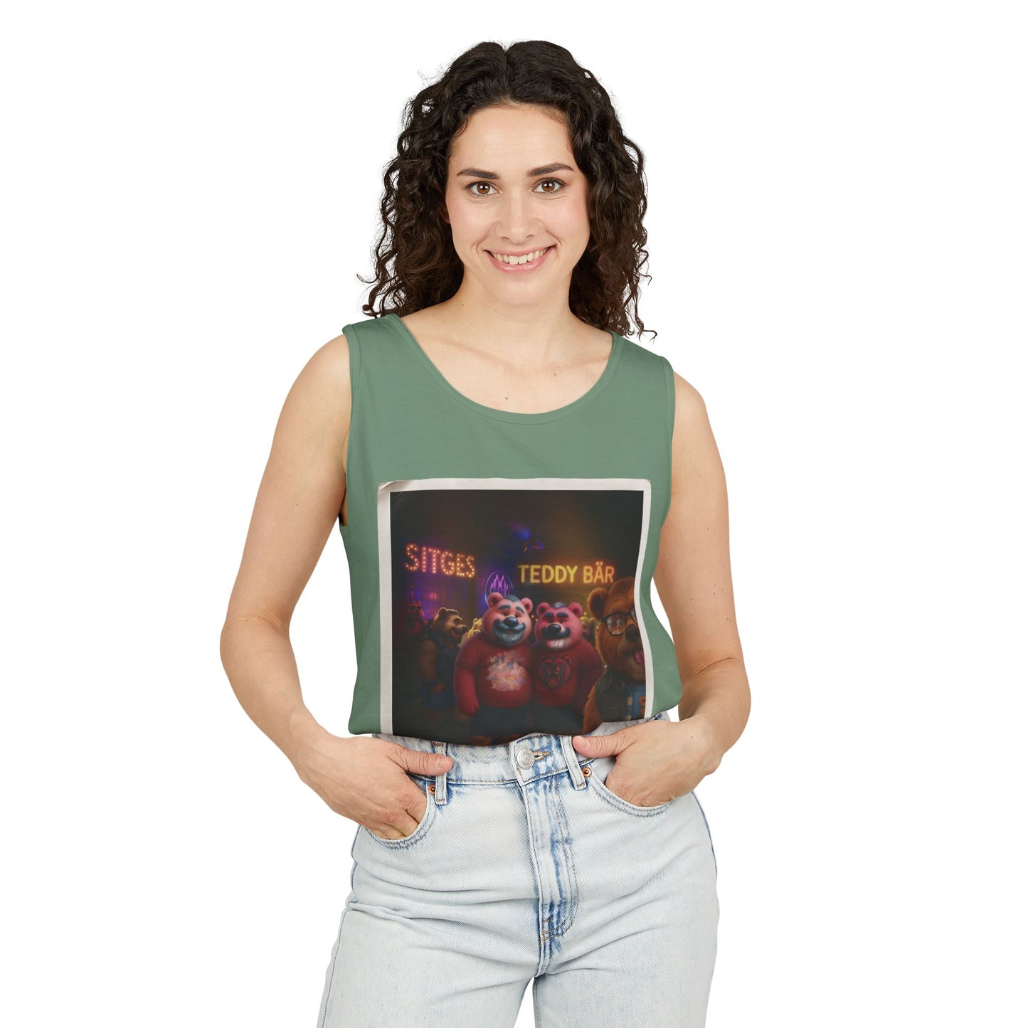 Tank Top - The Photo Bomber Bear Tee by Andrew McCarter for PinkPond, Unisex Pride Pool Party Shirt
