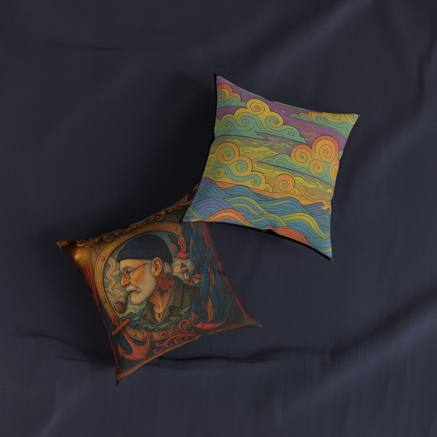 Square Pillow Old Salt Cushion PinkPond Seafaring Sailor Nautical Decorative Throw Pillow