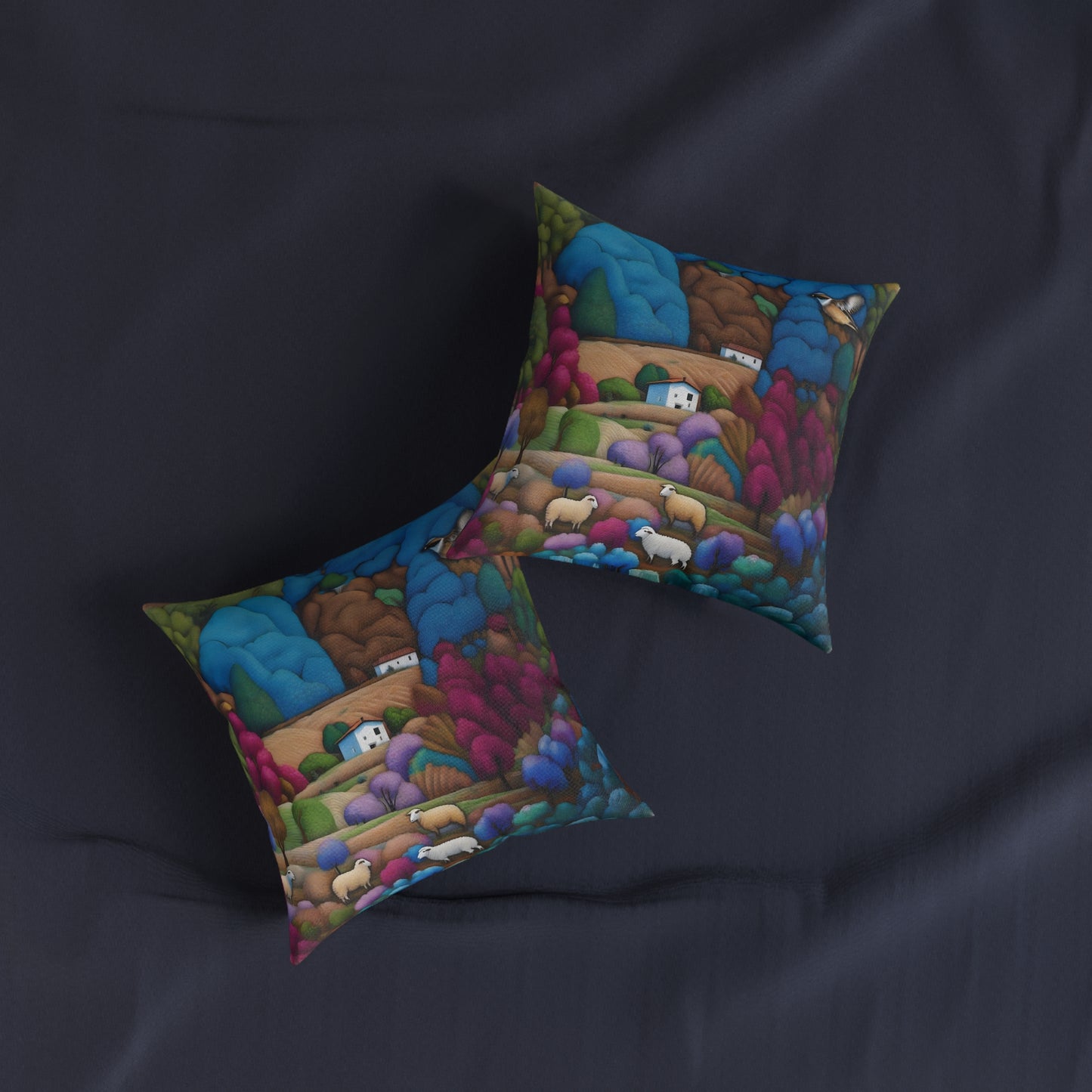 Square Pillow - Pastoral Hills Cushion PinkPond Home Decorative Throw Pillow