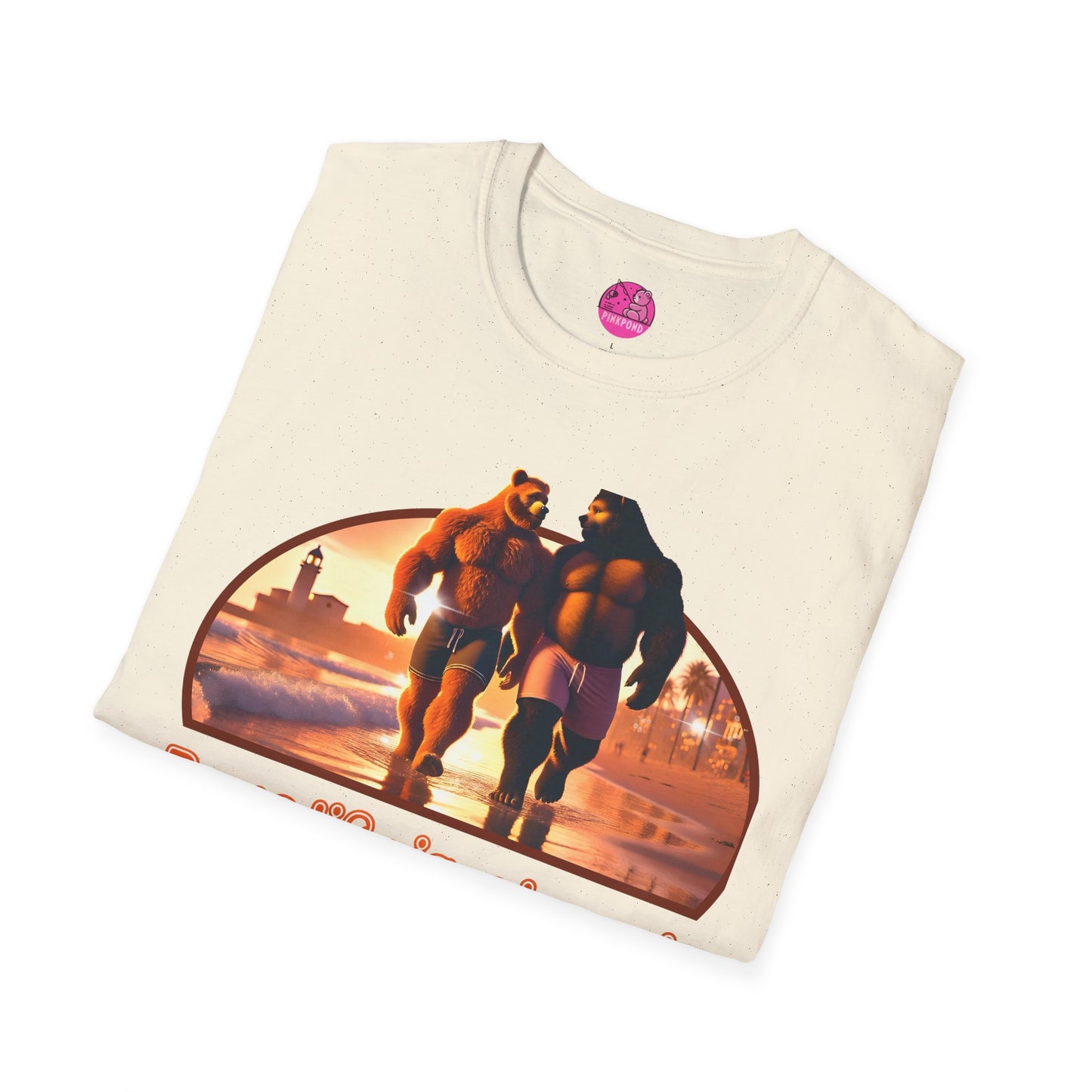 Bear Life is a Beach Unisex T-Shirt - Pride Bear Sunset Design