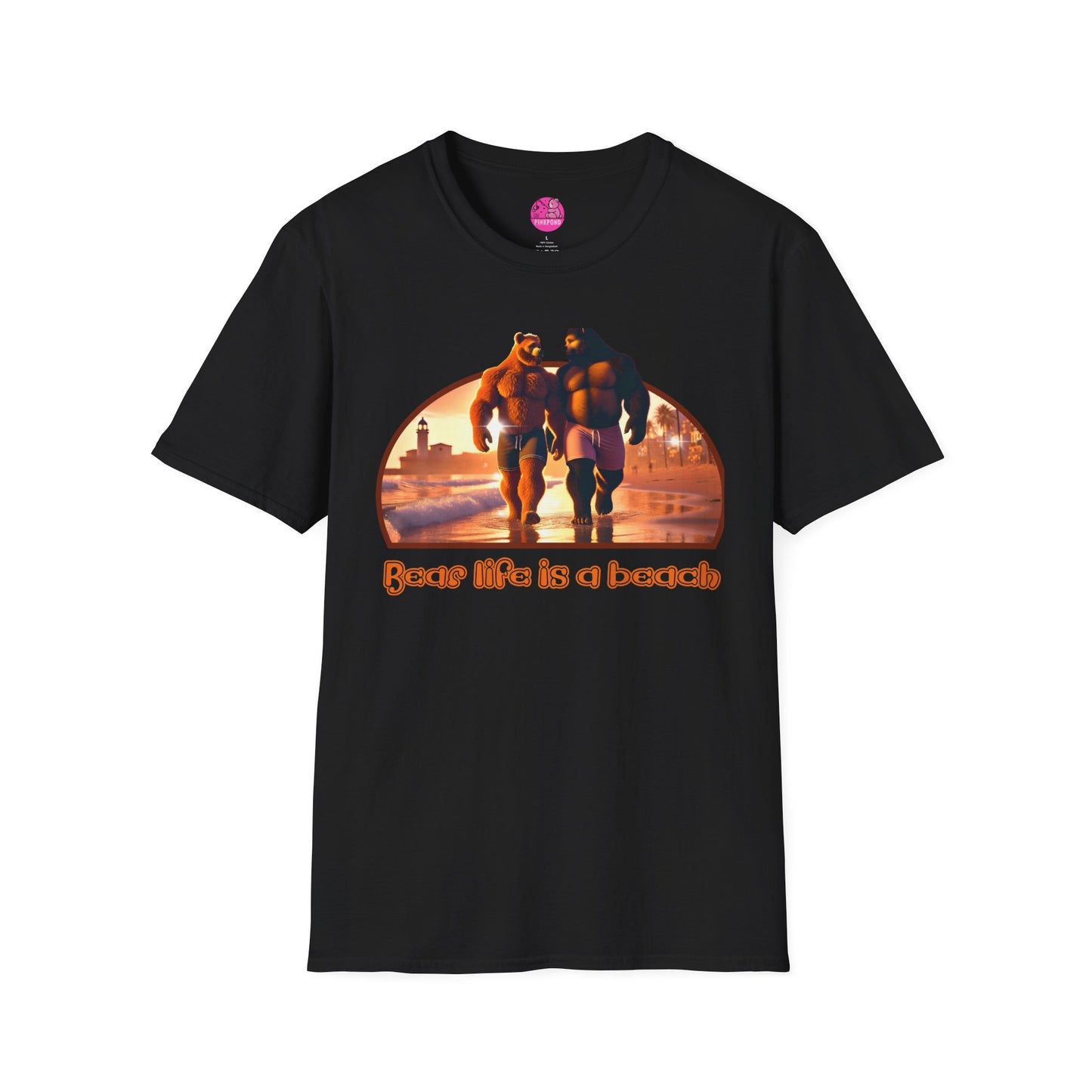 Bear Life is a Beach Unisex T-Shirt - Pride Bear Sunset Design