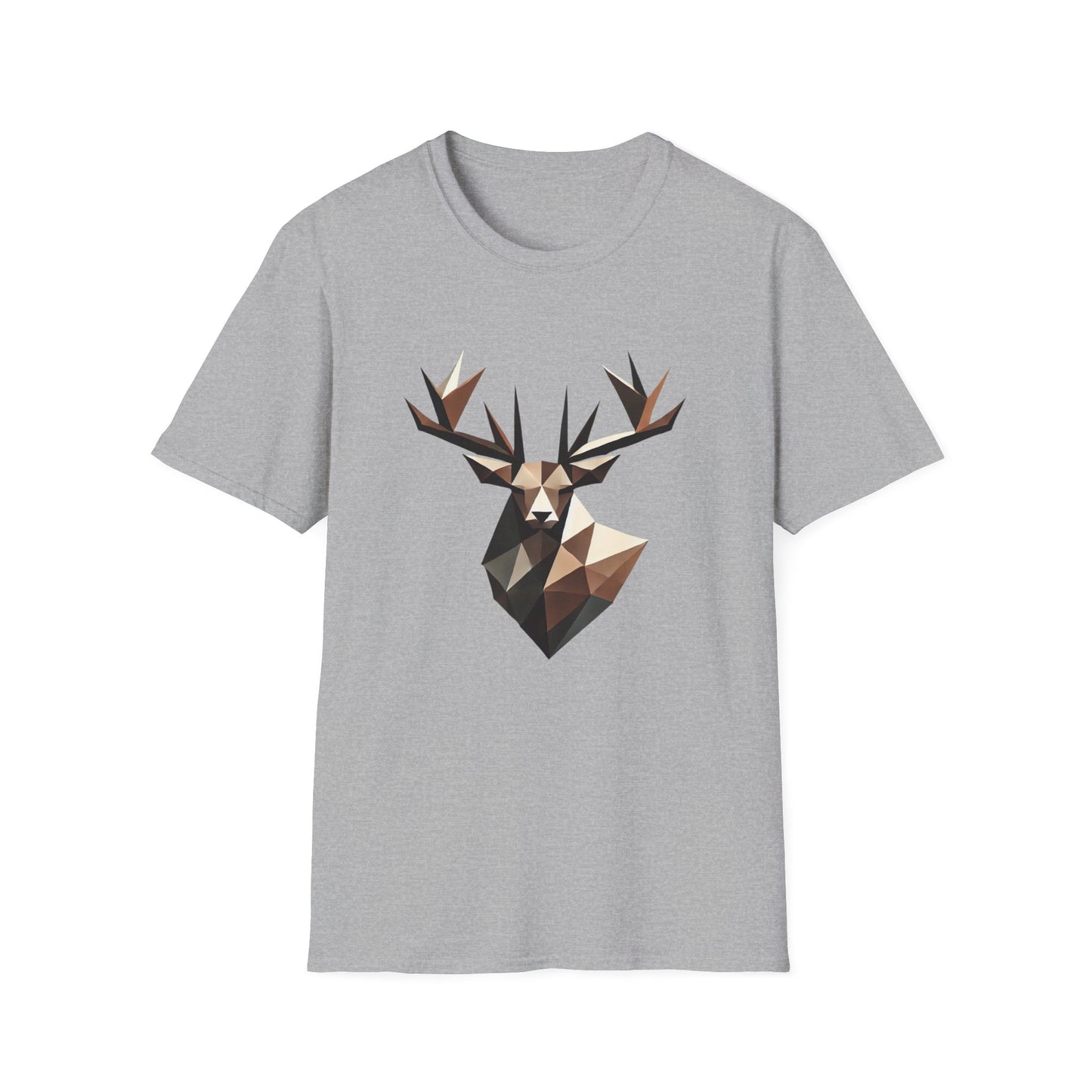 Abstract Geometric Deer Unisex Softstyle T-Shirt - Modern Nature Design