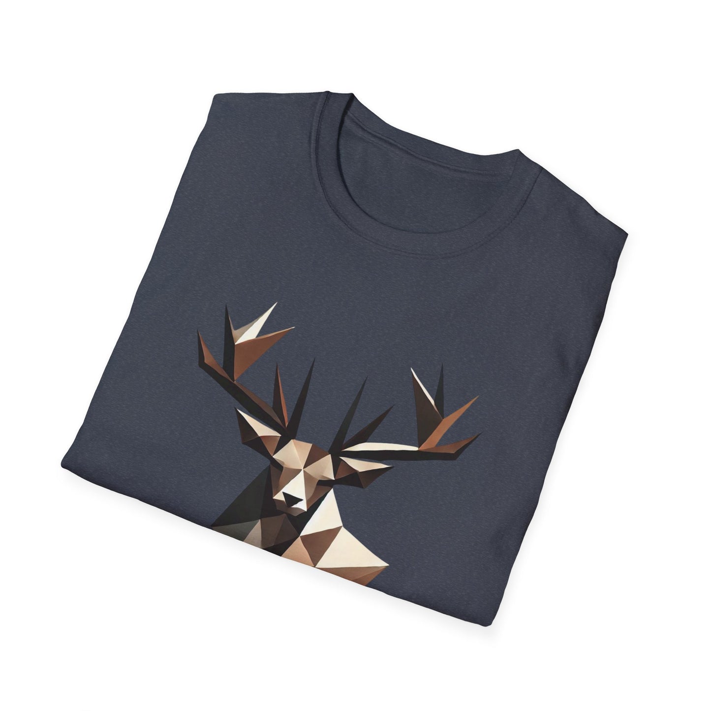 Abstract Geometric Deer Unisex Softstyle T-Shirt - Modern Nature Design