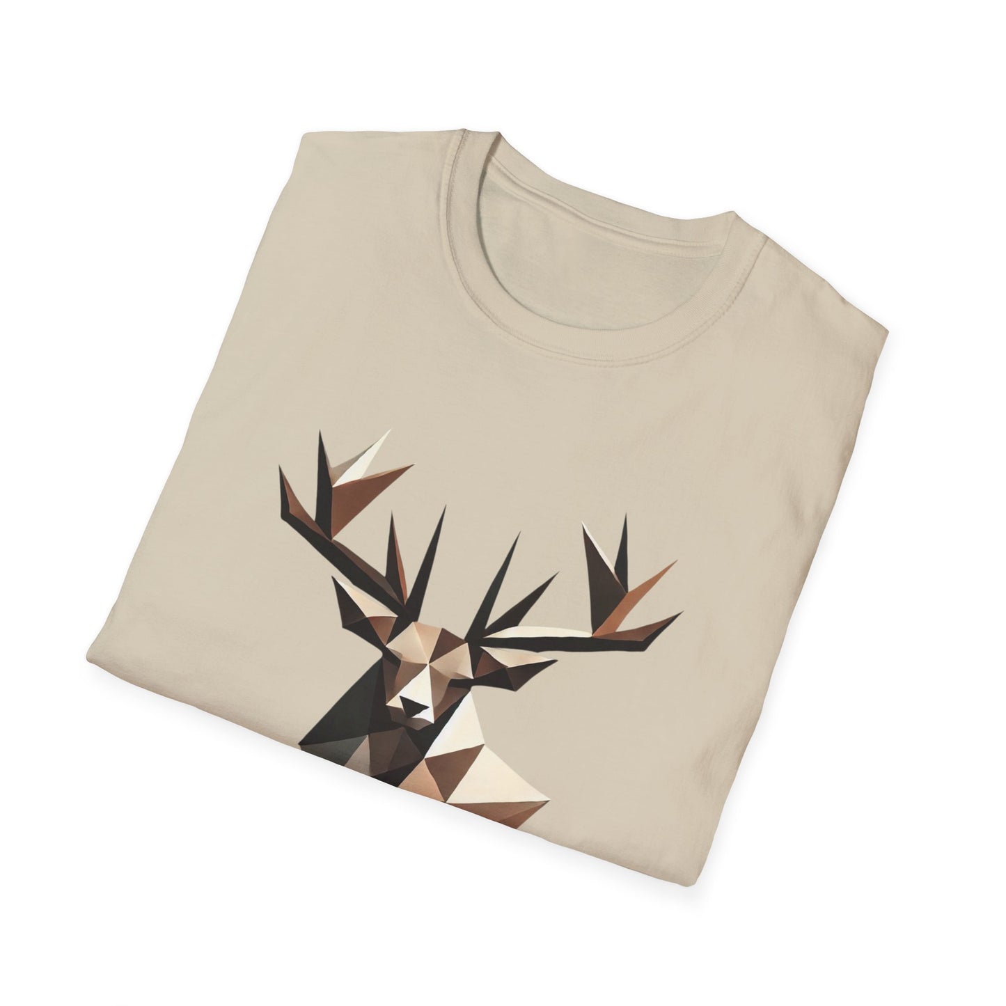 Abstract Geometric Deer Unisex Softstyle T-Shirt - Modern Nature Design