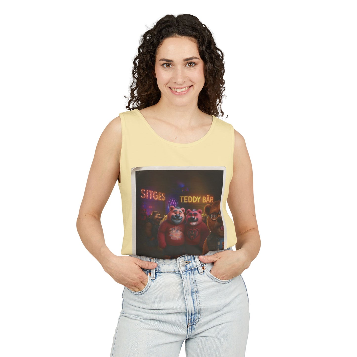 Tank Top - The Photo Bomber Bear Tee by Andrew McCarter for PinkPond, Unisex Pride Pool Party Shirt