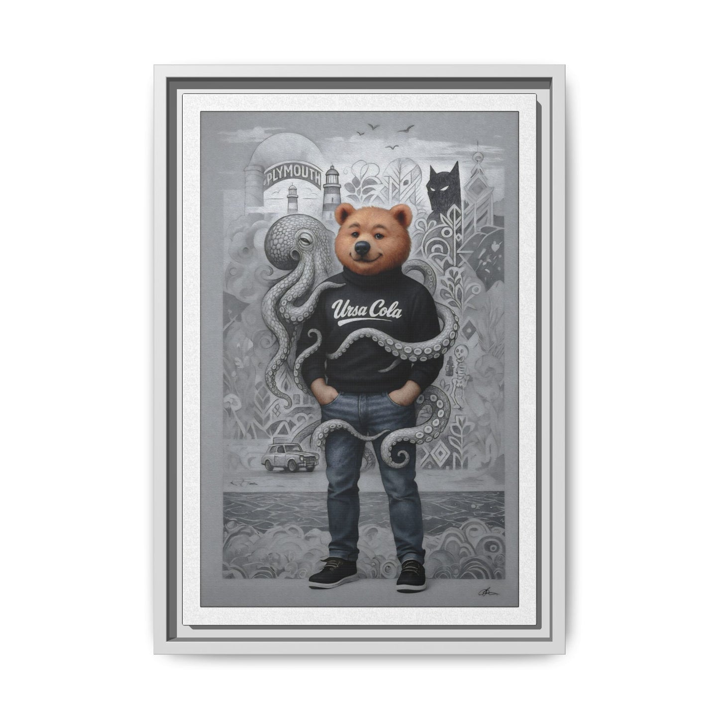 PinkPond Canvas Art Print – An Invasion of Octopi Was Announced on the News. Who Can Save Us?!