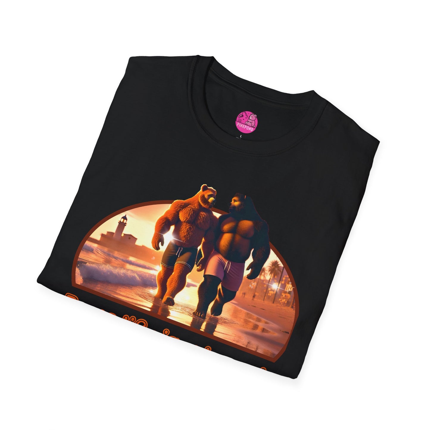 Bear Life is a Beach Unisex T-Shirt - Pride Bear Sunset Design