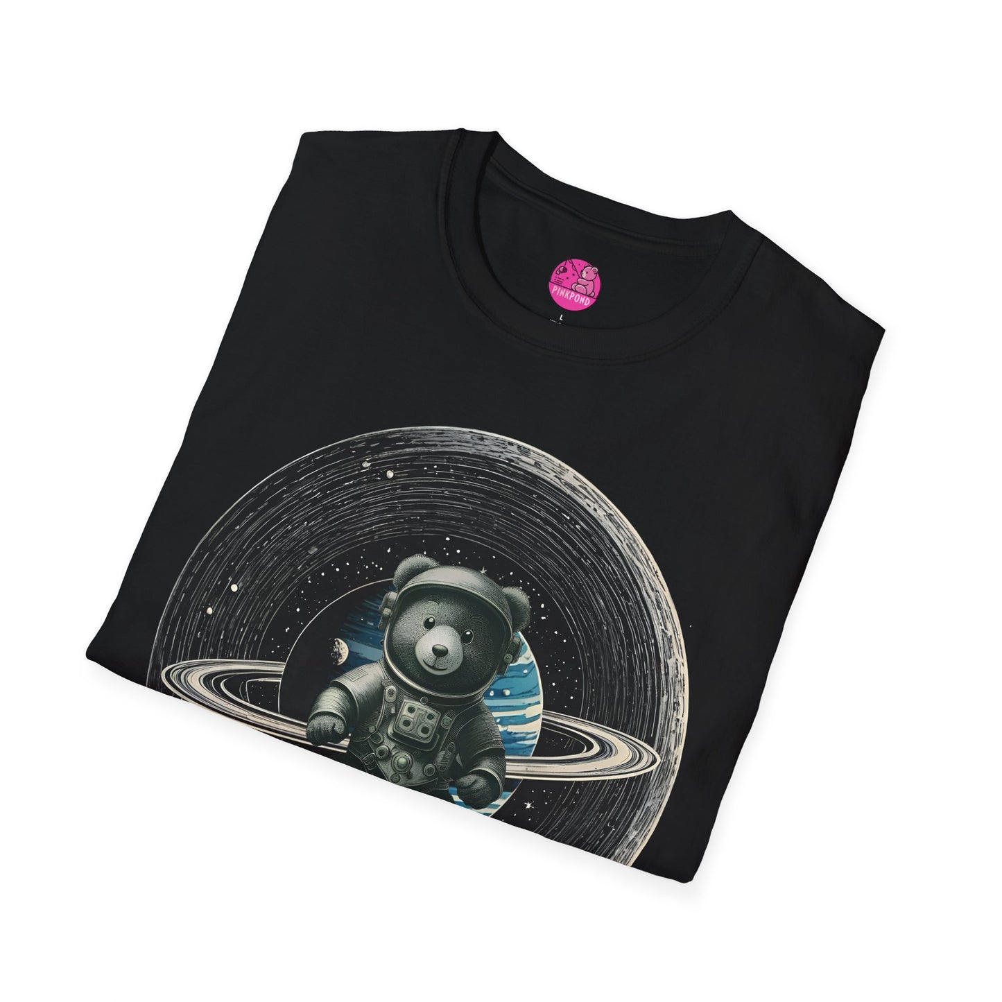 Cosmic Explorer Teddy T-Shirt - Spacefaring Bear Graphic Tee for Space Lovers and Adventurers