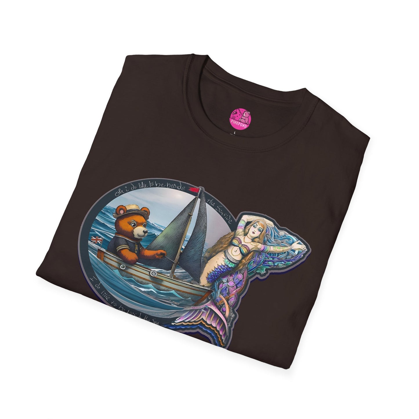 Nautical Tee - Beside the Sea Teddy Bear and Mermaid