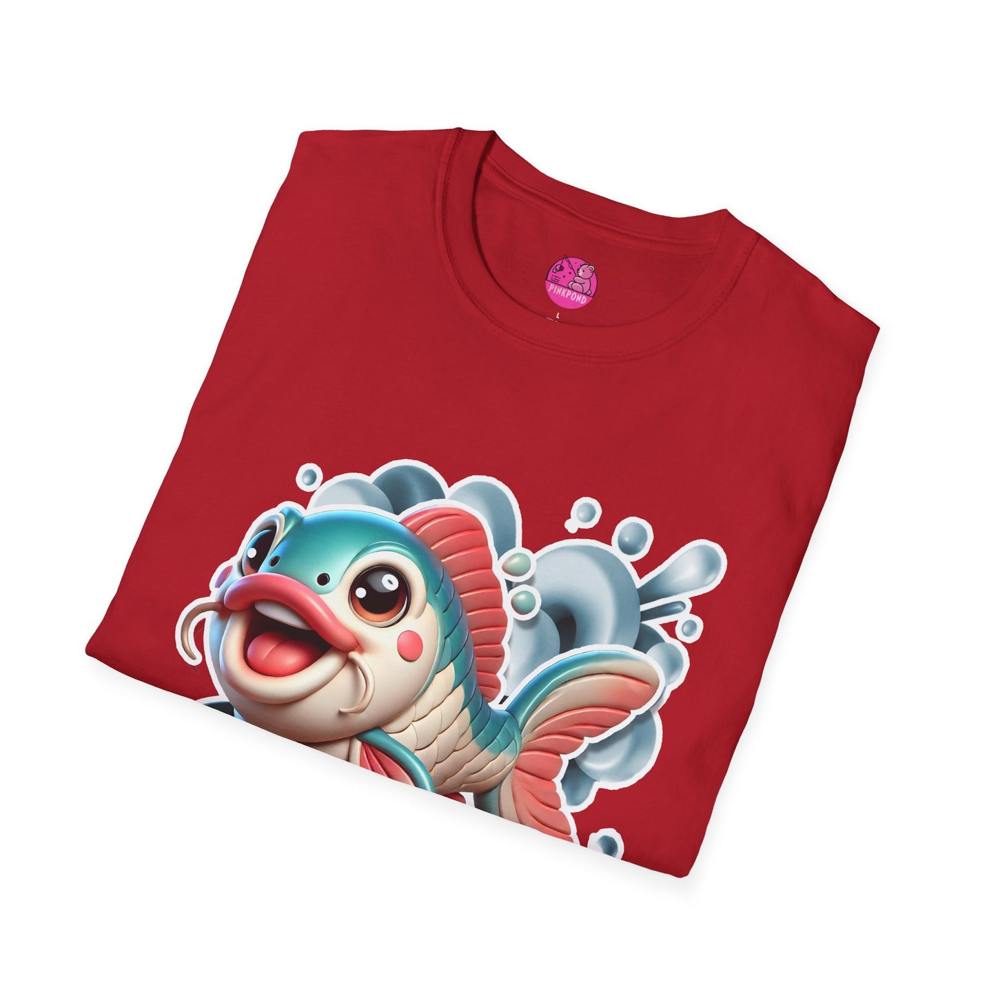 Carrie the Carp T-Shirt - a splash of fishy fun - Unisex Softstyle Tee with 3D Design