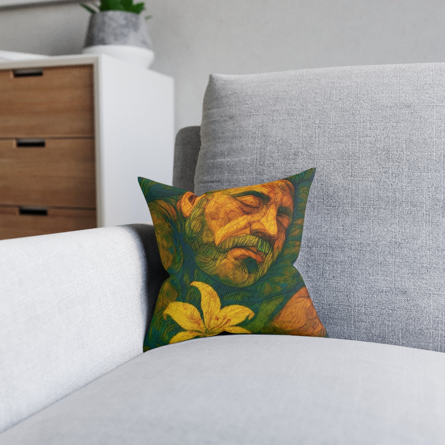 Square Pillow Reversible Cushion Dreaming in Bloom Sunset Swirls PinkPond