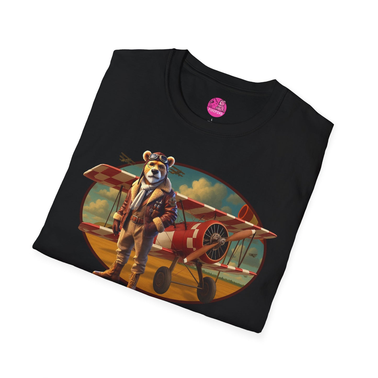 Aviator Bear Softstyle T-Shirt - PinkPond Tee