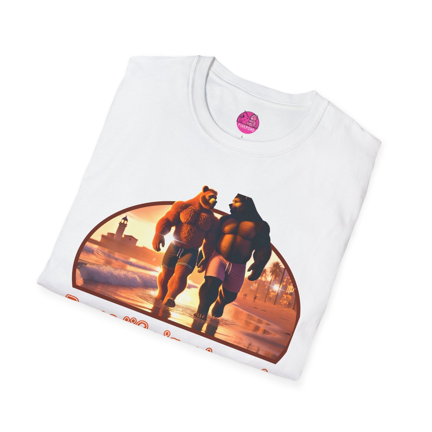 Bear Life is a Beach Unisex T-Shirt - Pride Bear Sunset Design