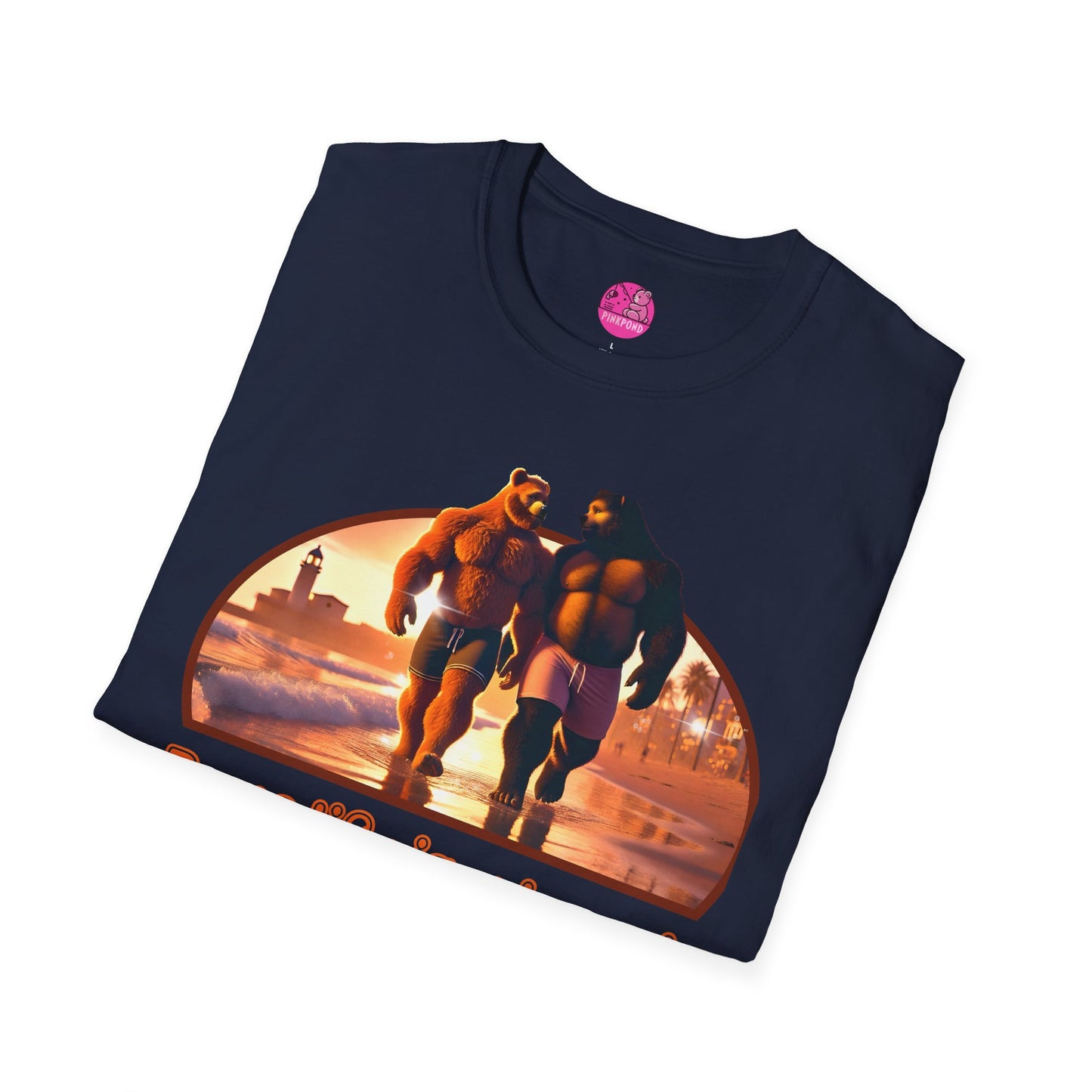 Bear Life is a Beach Unisex T-Shirt - Pride Bear Sunset Design