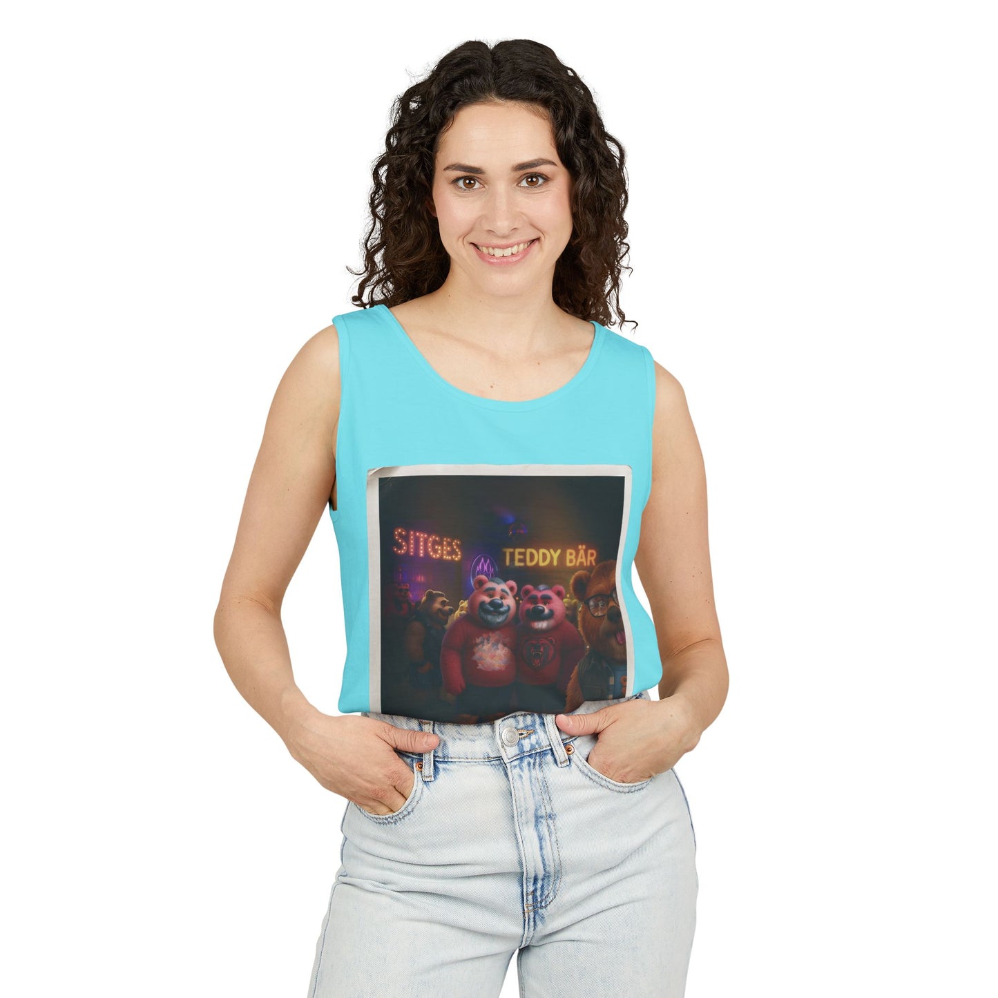 Tank Top - The Photo Bomber Bear Tee by Andrew McCarter for PinkPond, Unisex Pride Pool Party Shirt