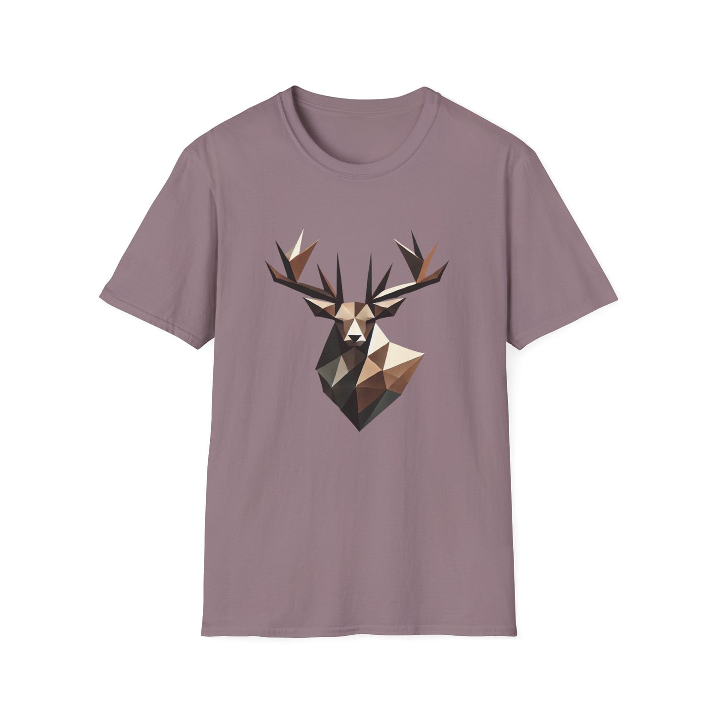 Abstract Geometric Deer Unisex Softstyle T-Shirt - Modern Nature Design