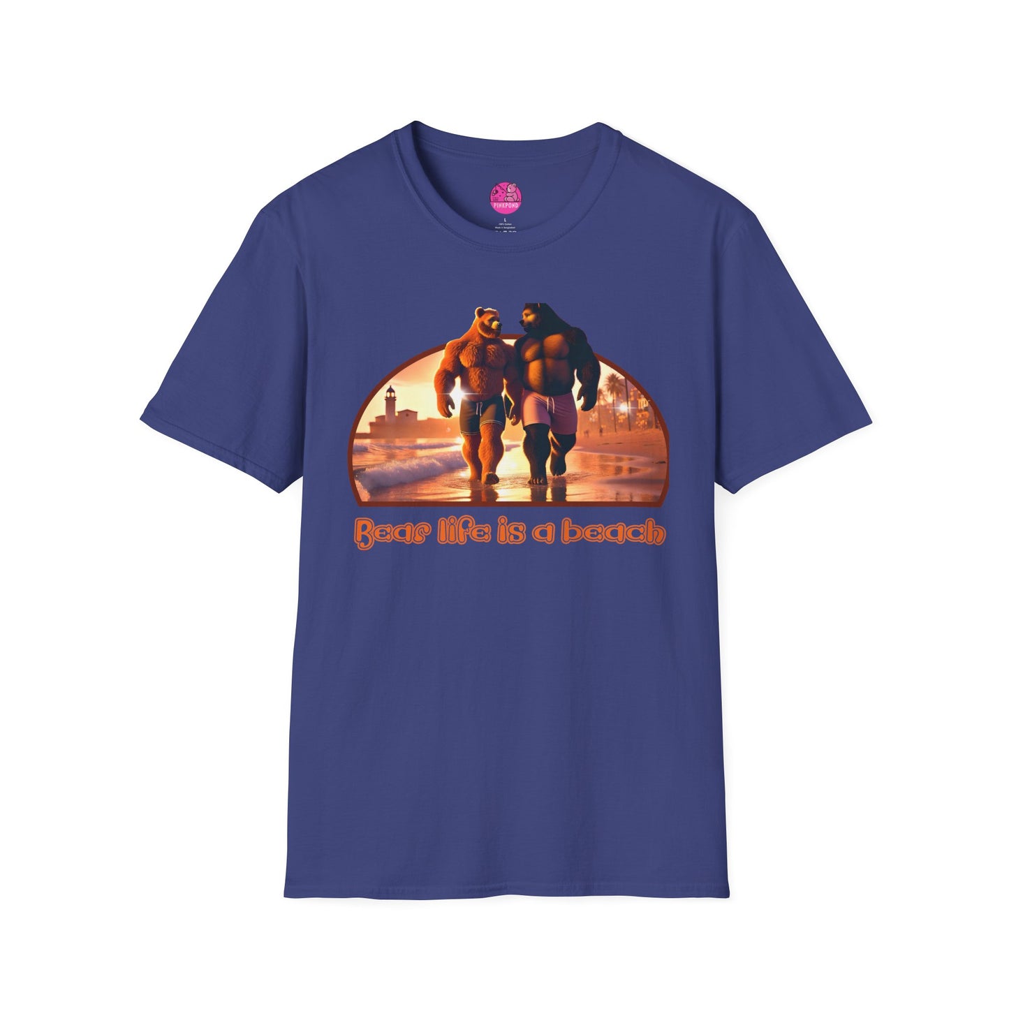 Bear Life is a Beach Unisex T-Shirt - Pride Bear Sunset Design