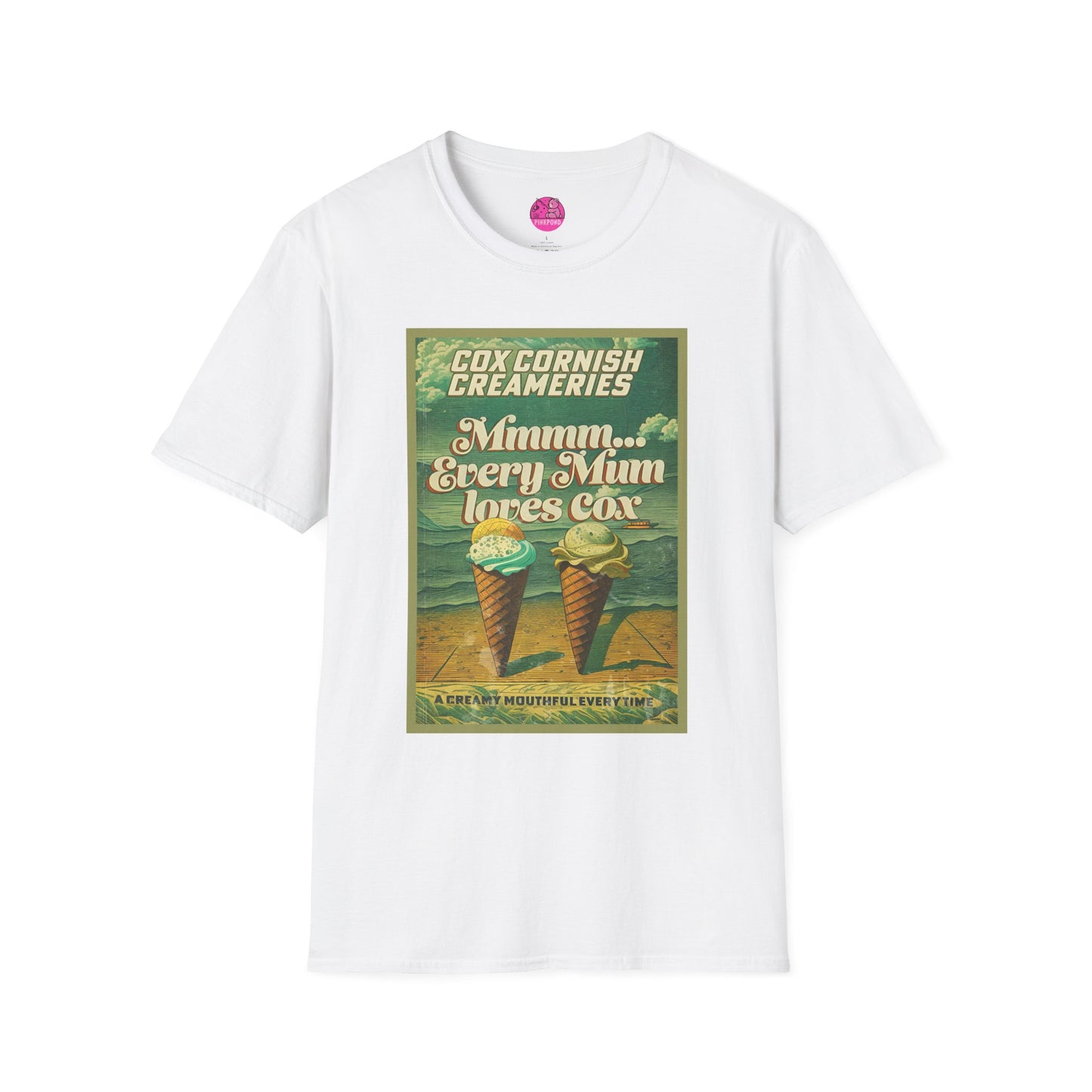 Saucy Vintage Ice Cream T-Shirt - Cox Cornish Creameries Design