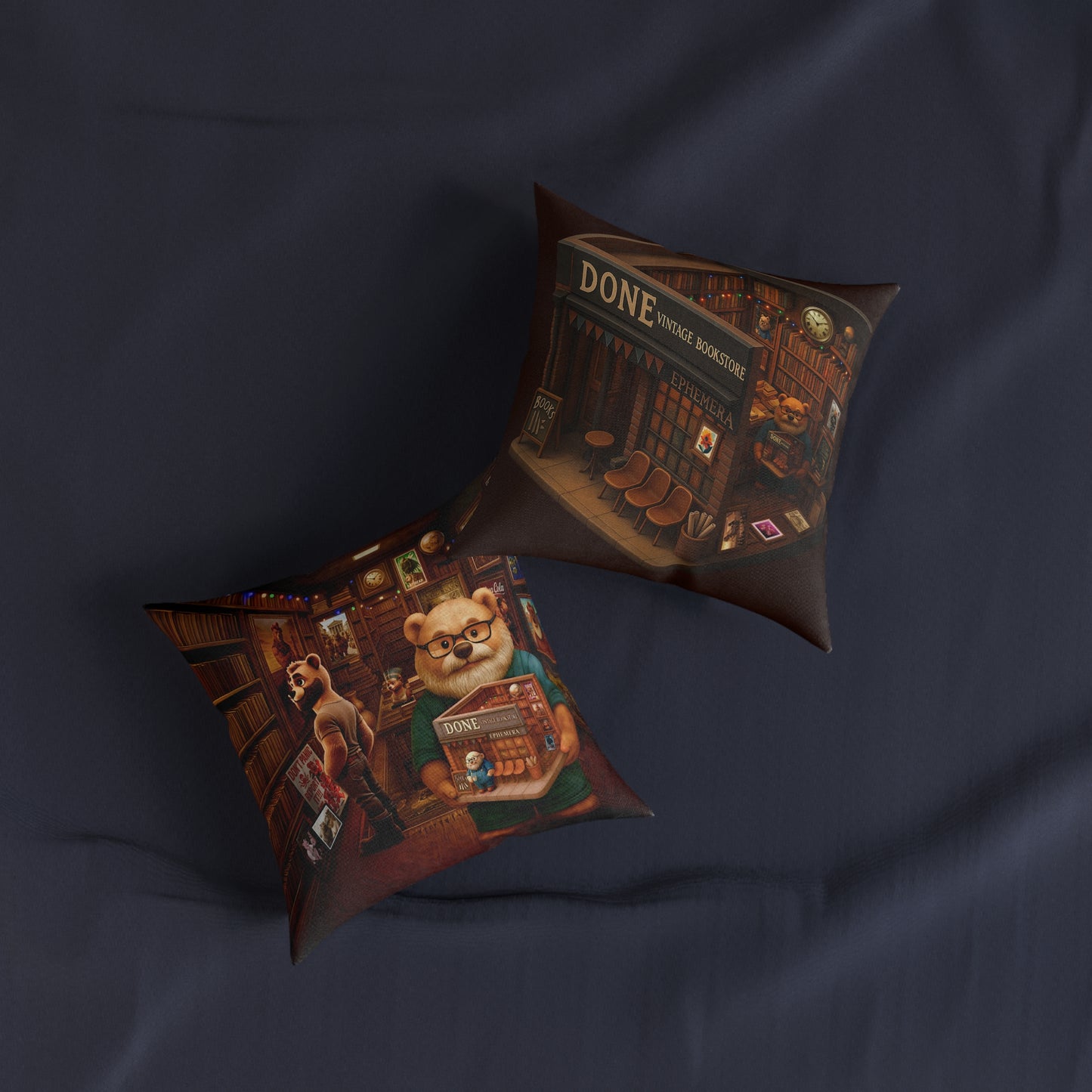 Square Pillow Magic Bookstore Cushion
