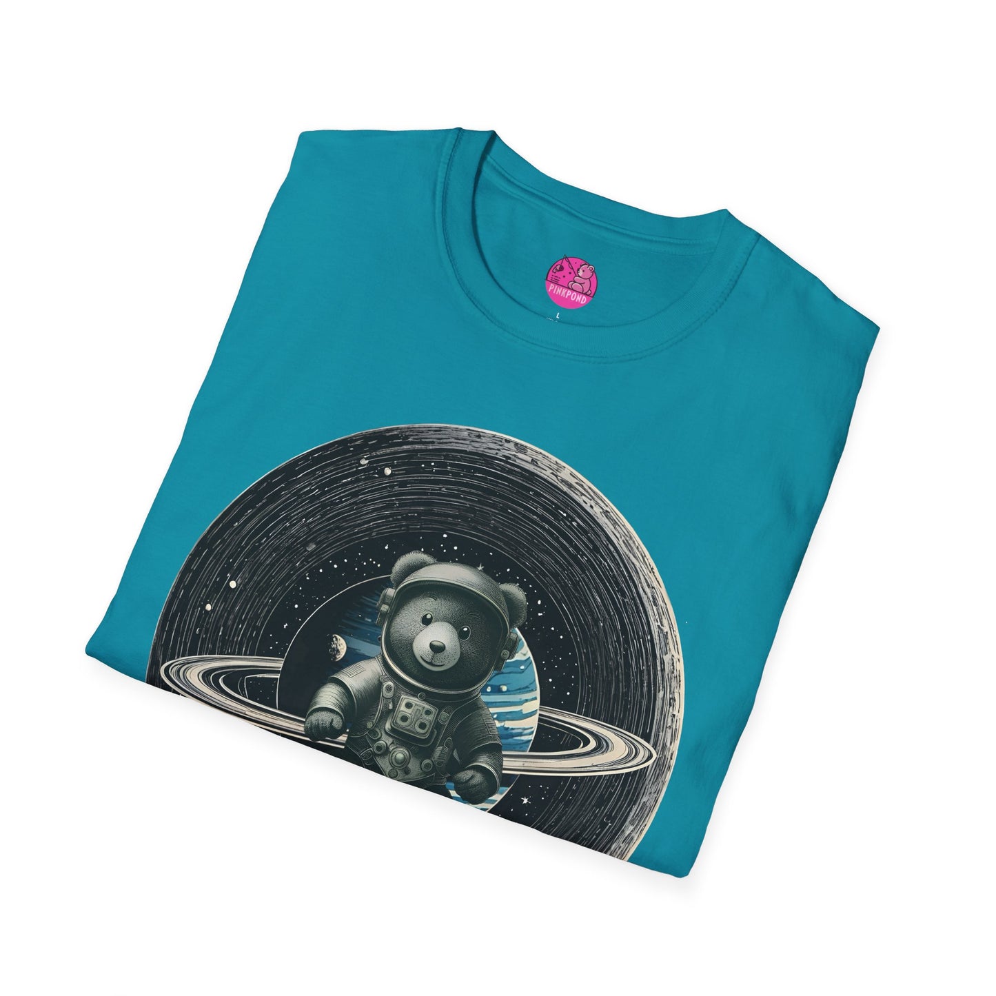 Cosmic Explorer Teddy T-Shirt - Spacefaring Bear Graphic Tee for Space Lovers and Adventurers