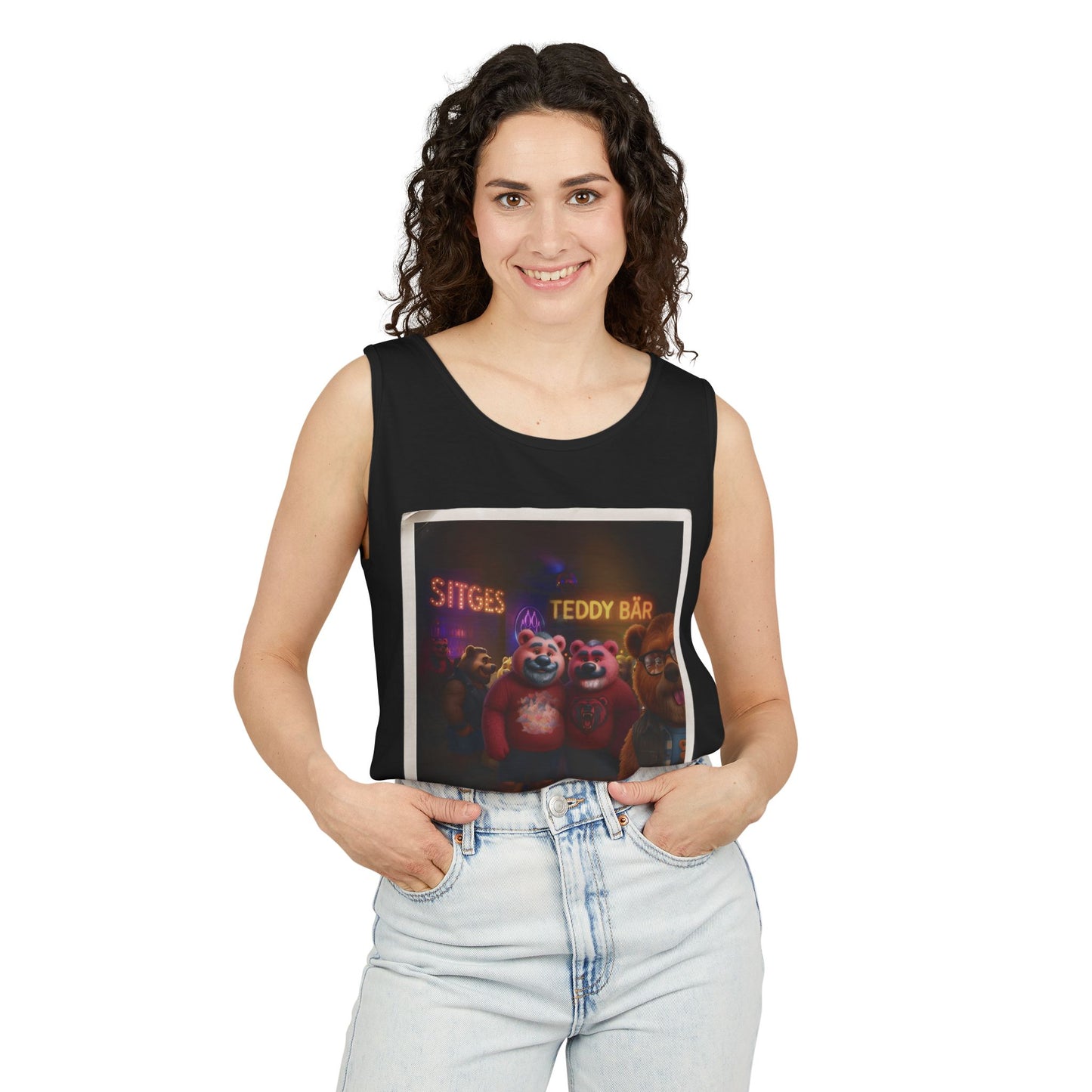 Tank Top - The Photo Bomber Bear Tee by Andrew McCarter for PinkPond, Unisex Pride Pool Party Shirt