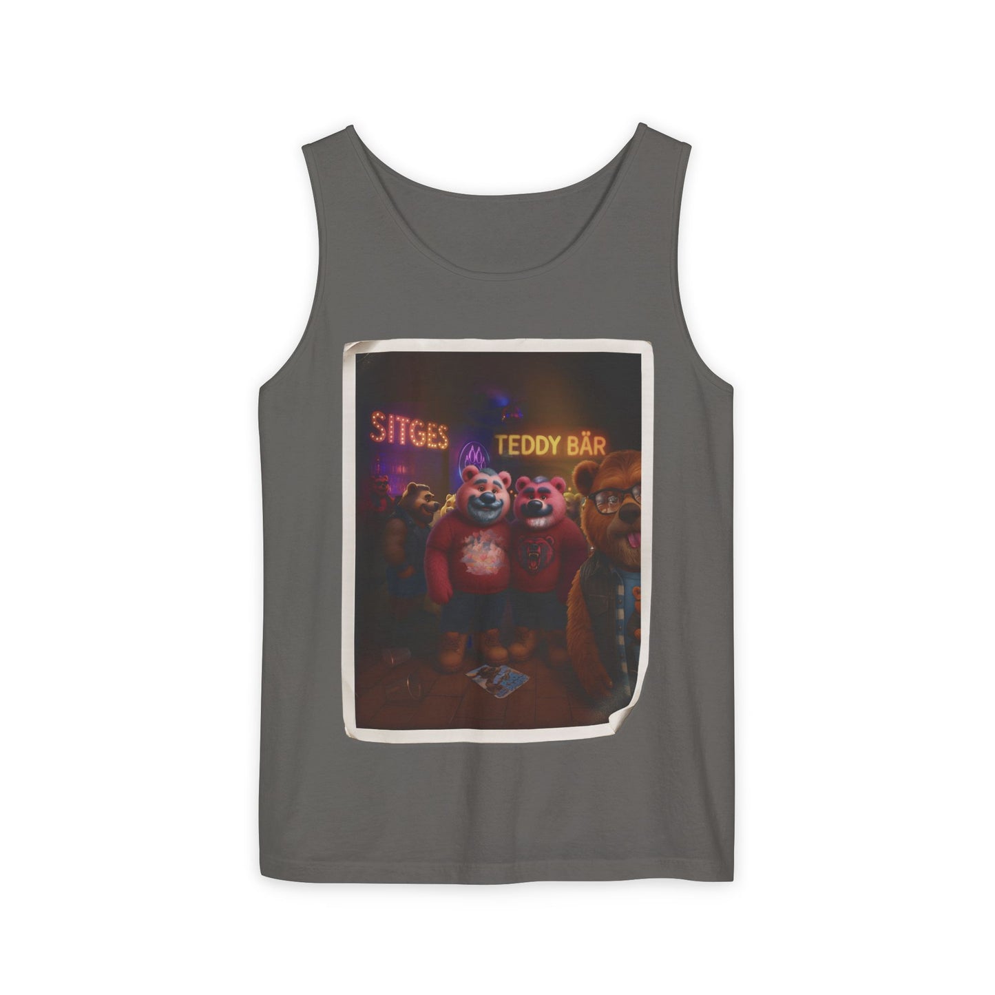 Tank Top - The Photo Bomber Bear Tee by Andrew McCarter for PinkPond, Unisex Pride Pool Party Shirt