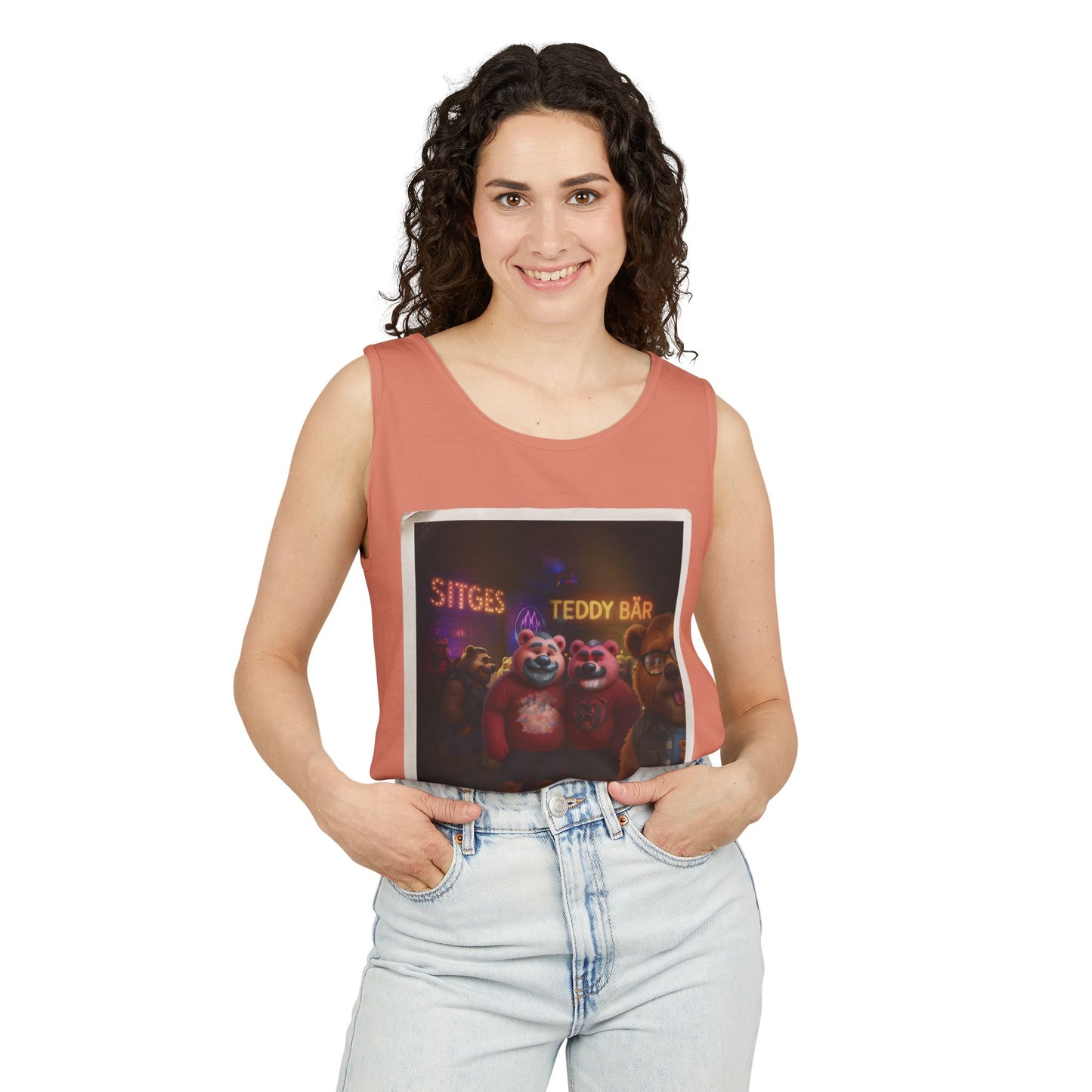Tank Top - The Photo Bomber Bear Tee by Andrew McCarter for PinkPond, Unisex Pride Pool Party Shirt
