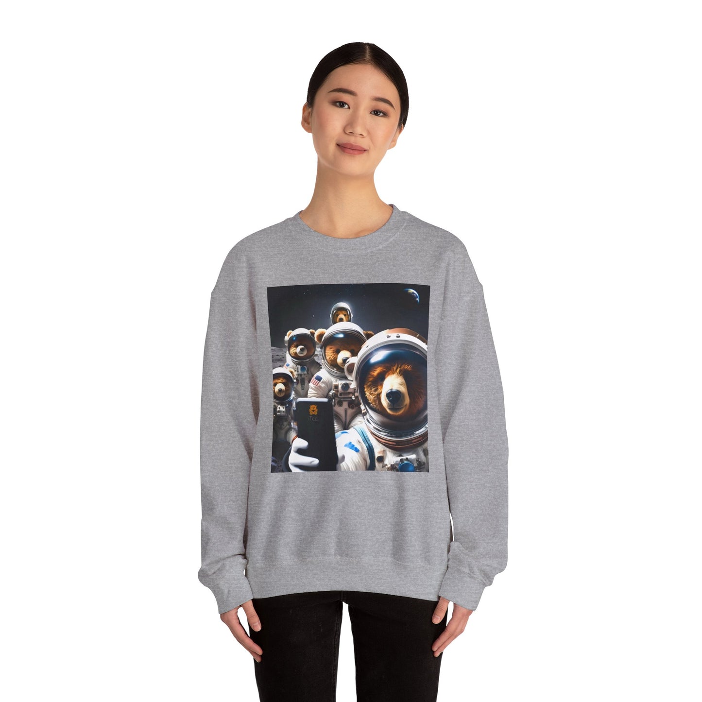 Space Bears Selfie Sweatshirt - Moon Bears Astronaut Selfies Crewneck