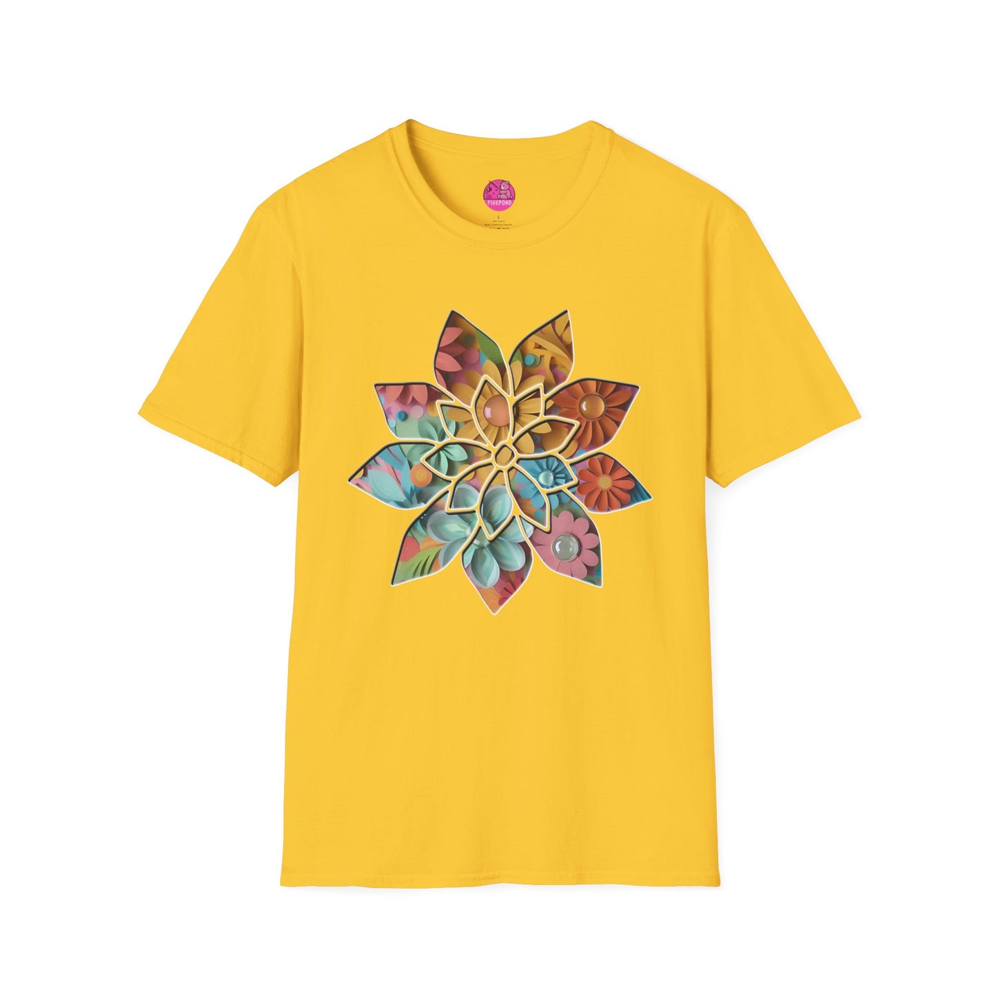 Blooming Beauty T-Shirt – A Burst of Color and Creativity- Unisex Softstyle Tee