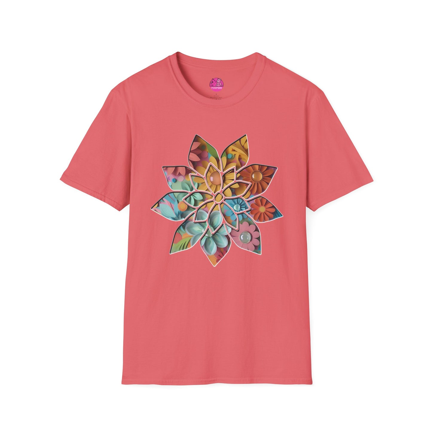 Blooming Beauty T-Shirt – A Burst of Color and Creativity- Unisex Softstyle Tee