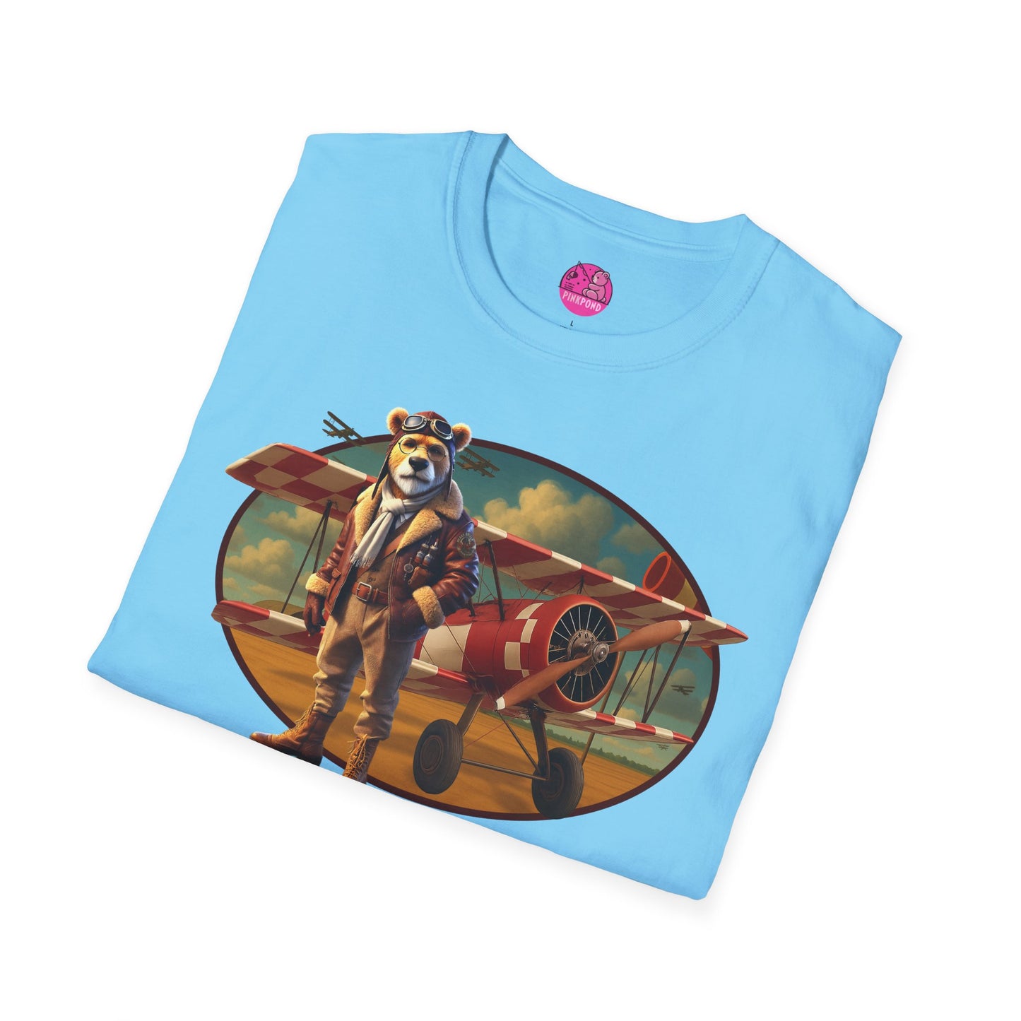 Aviator Bear Softstyle T-Shirt - PinkPond Tee