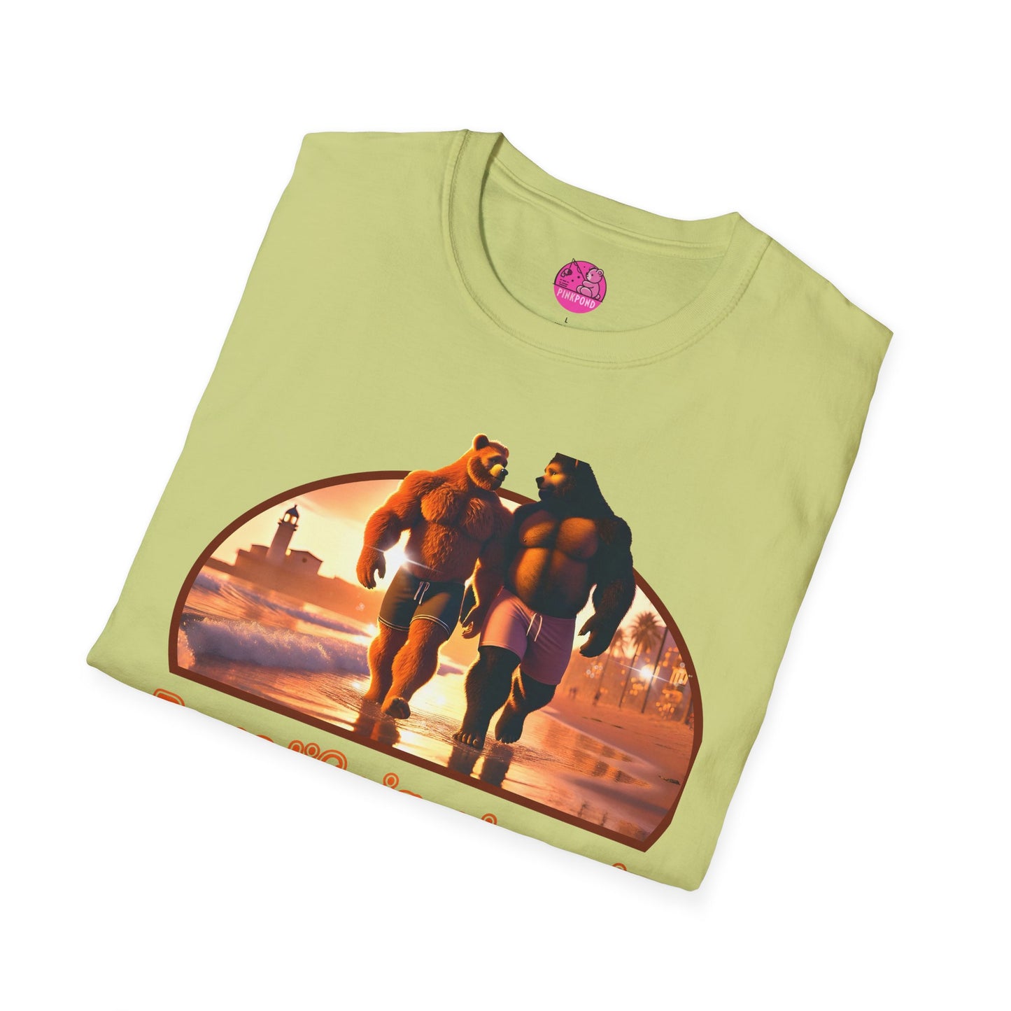 Bear Life is a Beach Unisex T-Shirt - Pride Bear Sunset Design