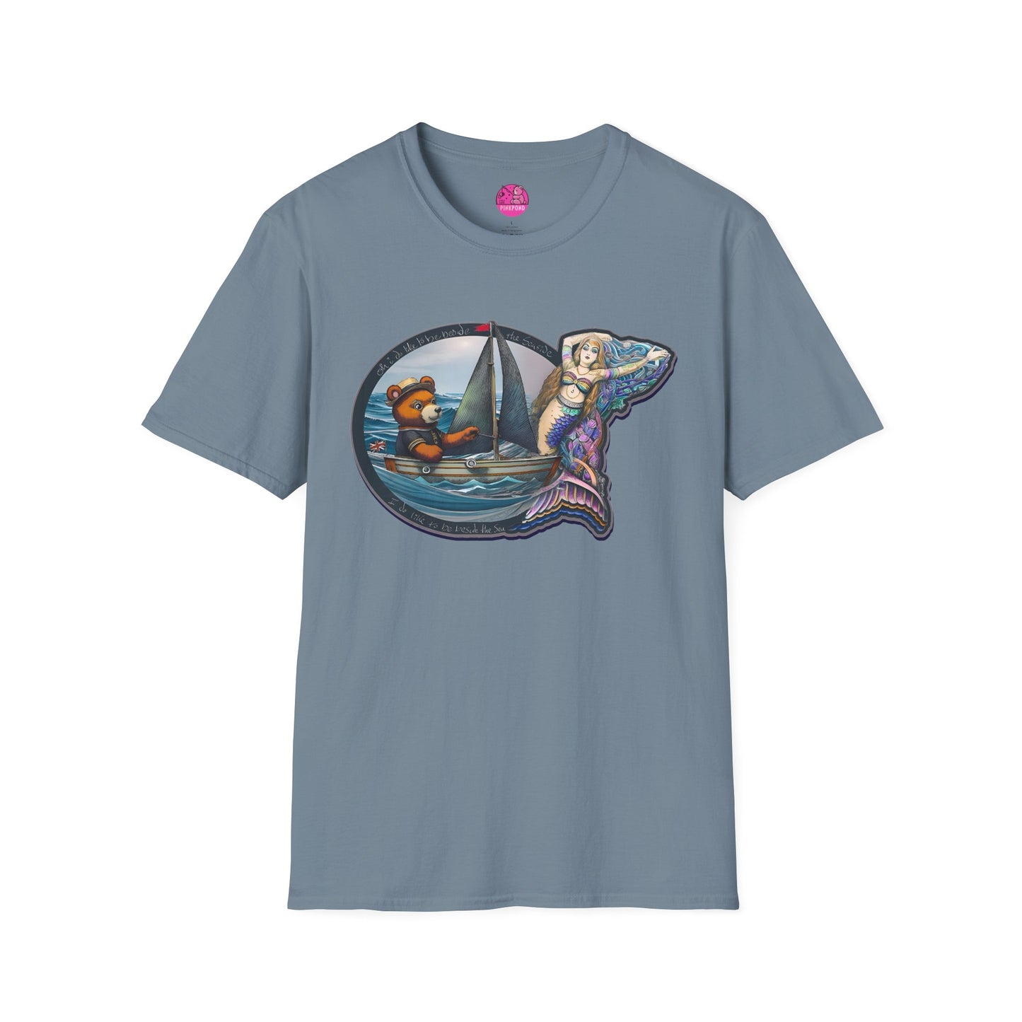 Nautical Tee - Beside the Sea Teddy Bear and Mermaid