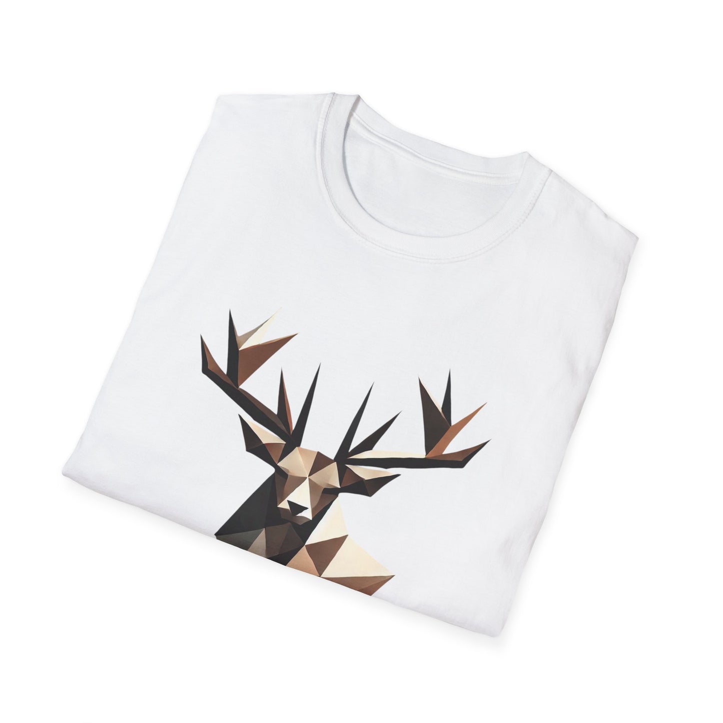 Abstract Geometric Deer Unisex Softstyle T-Shirt - Modern Nature Design
