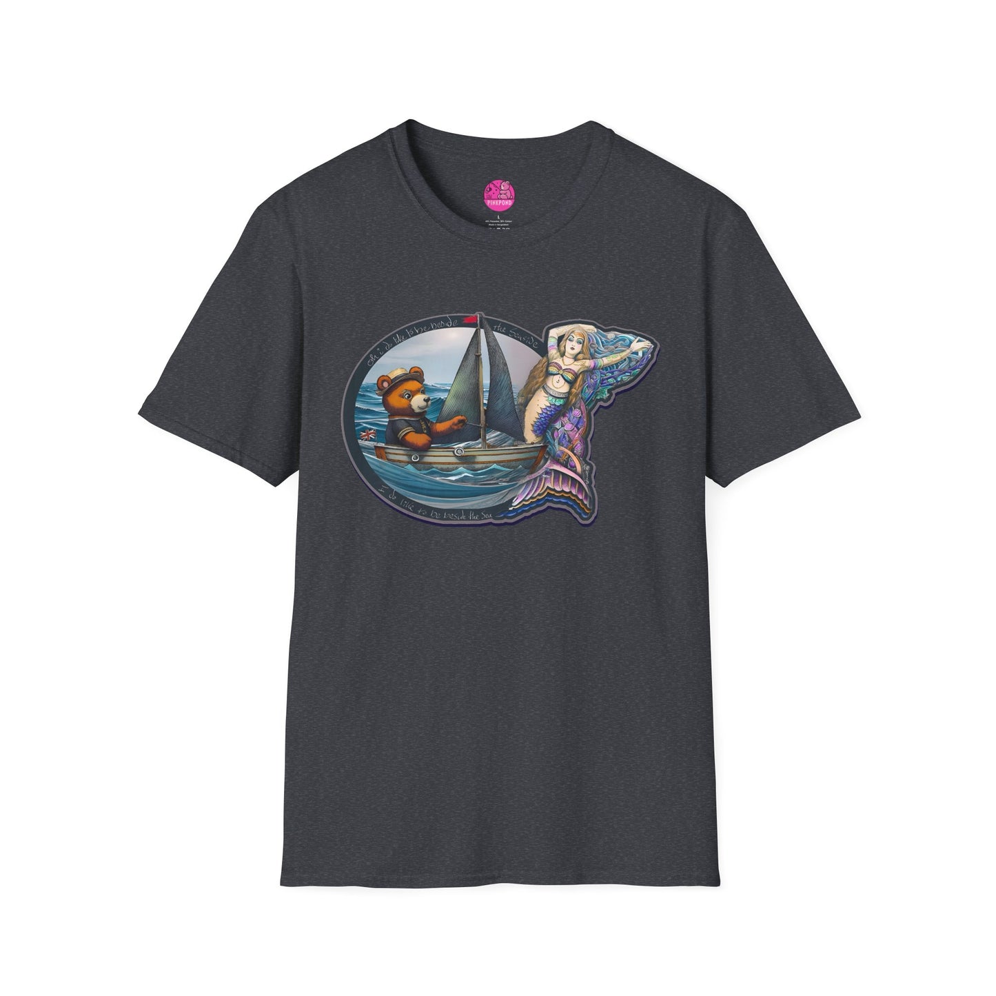 Nautical Tee - Beside the Sea Teddy Bear and Mermaid
